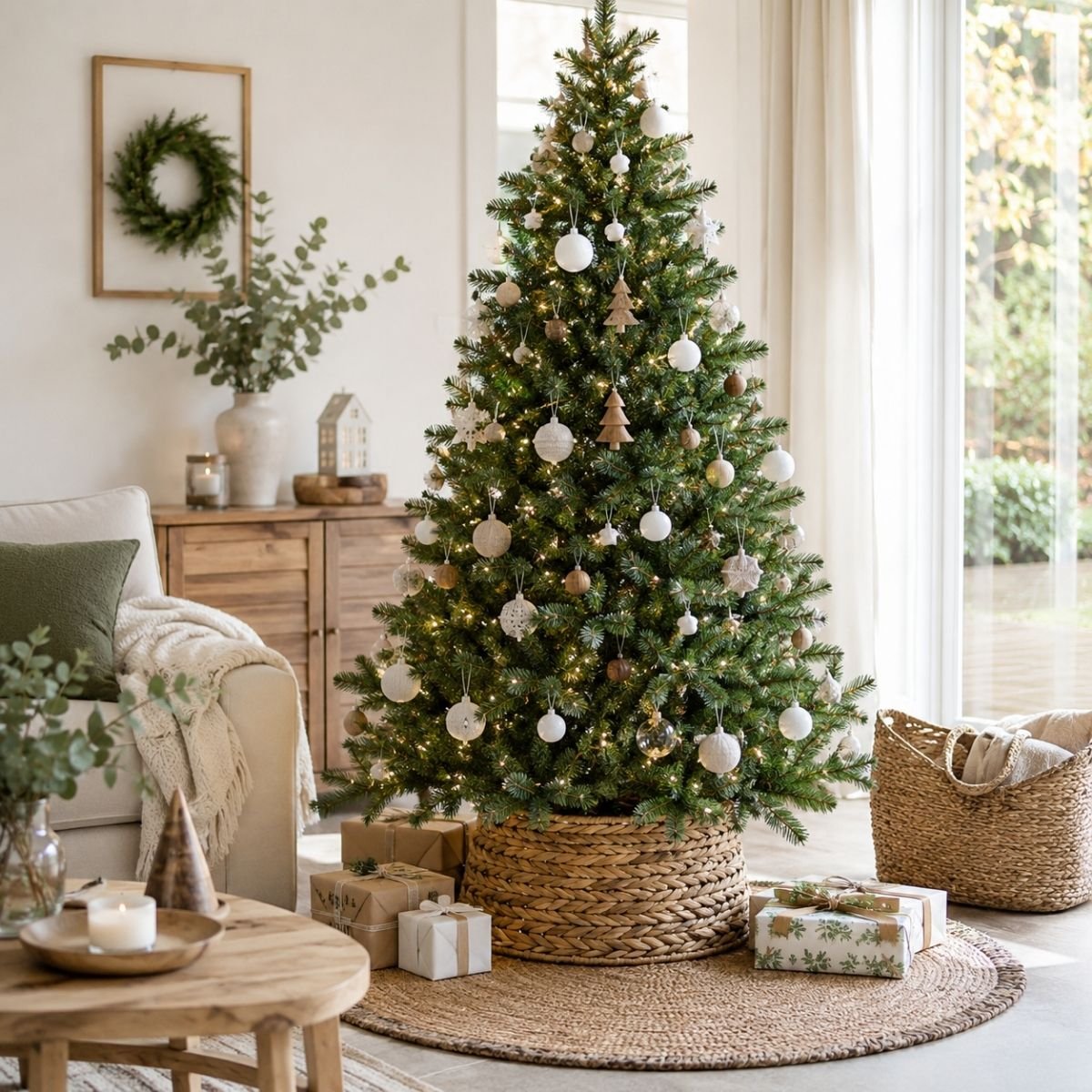 Cache-pied de sapin de Noël Ø47 cm WINTY brun, MICA DECORATIONS