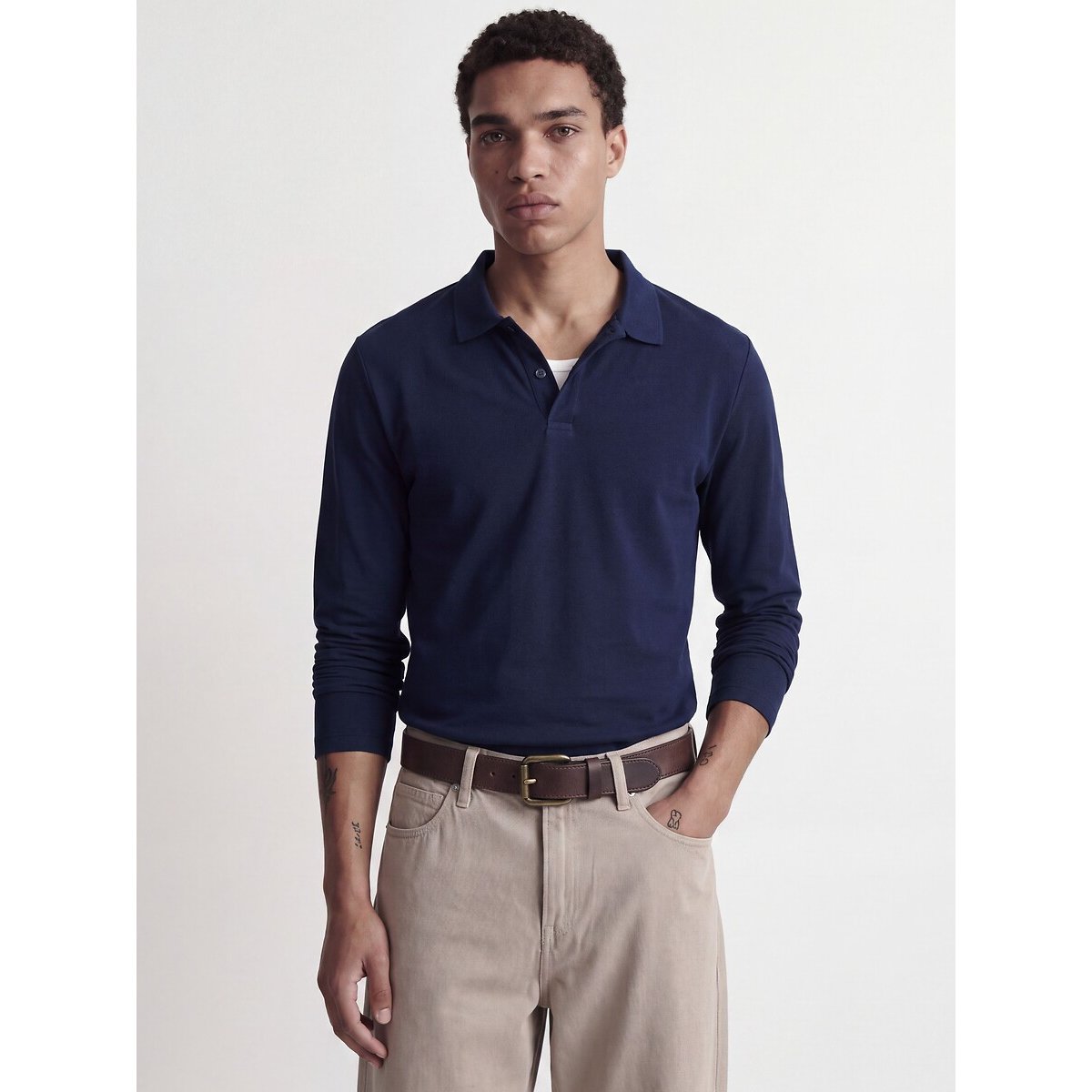 Poloshirt met lange mouwen, KANE marineblauw, JACK & JONES