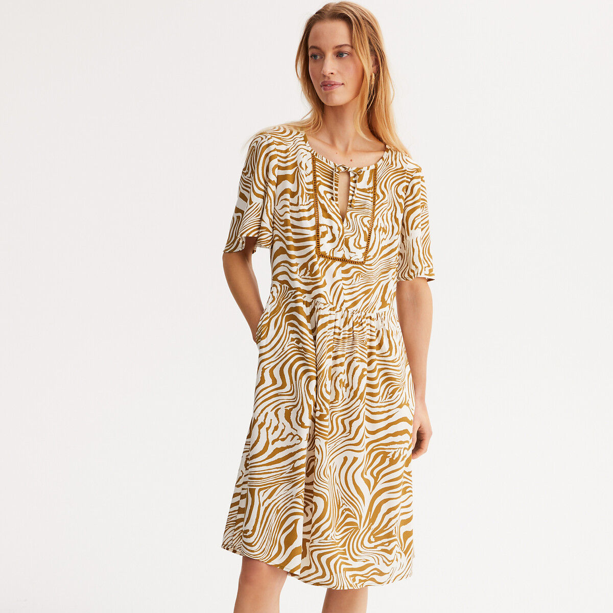 Flared Dress, Animal Print, Midi Length animal print, ANNE WEYBURN