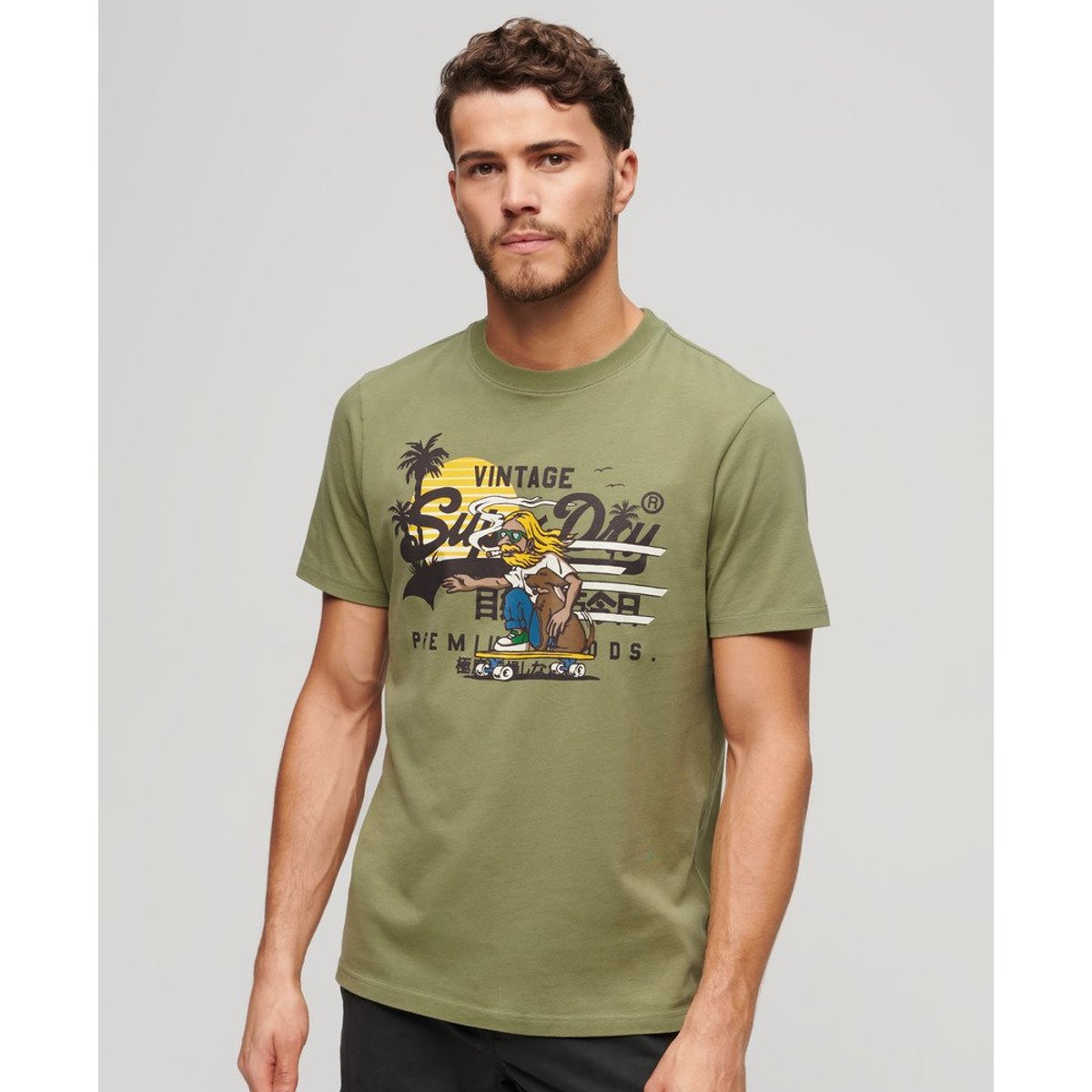T-shirt à motif LA vert pétrole, SUPERDRY