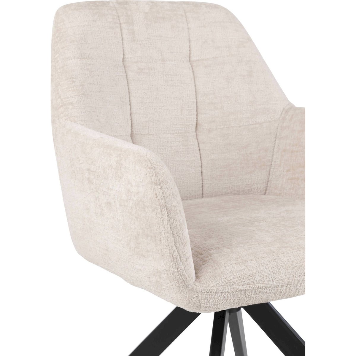 Chaise pivotante en tissu écru et noir, RECOLLECTION