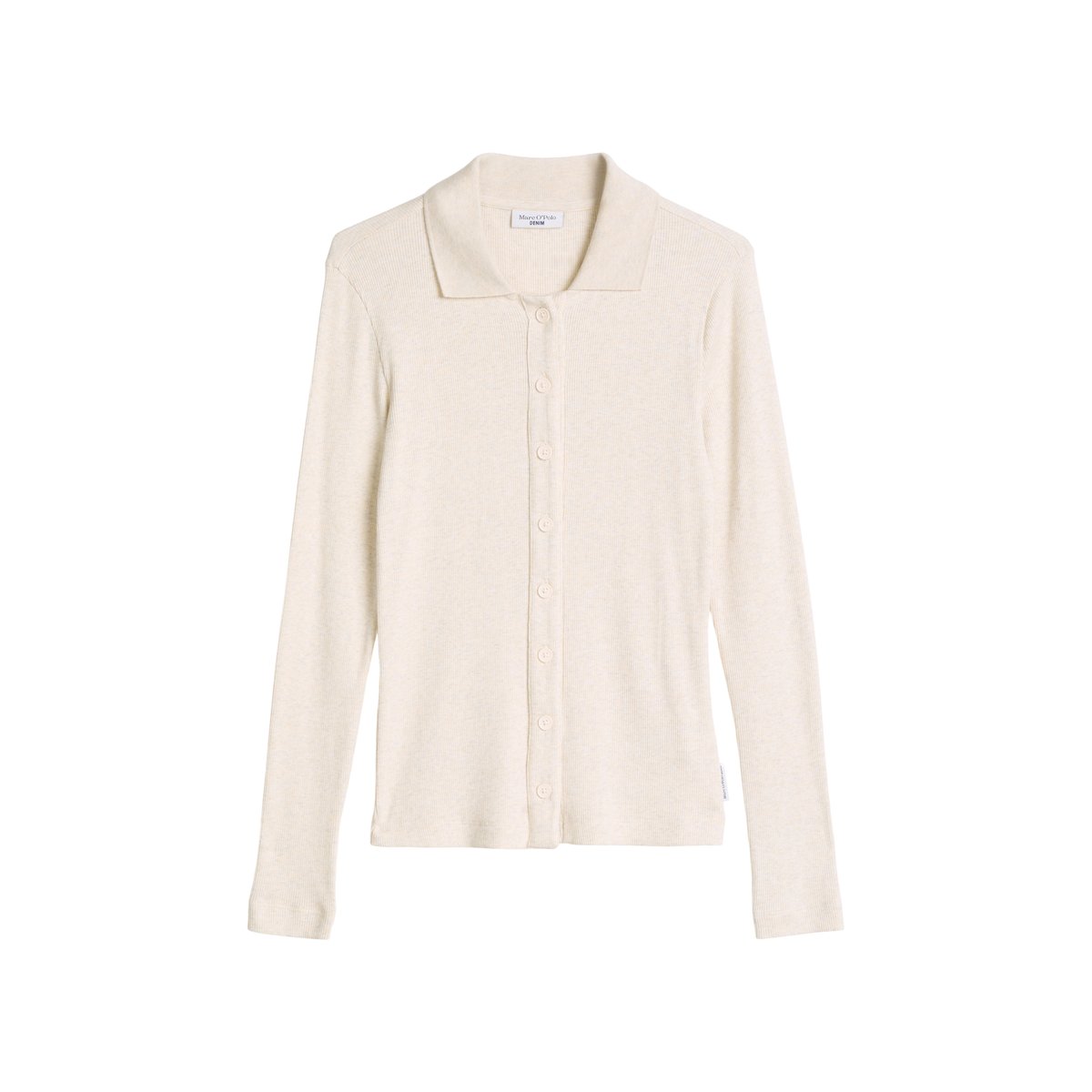 Chemisier slim en jersey en jersey côtelé doux blanc, MARC O’POLO DENIM