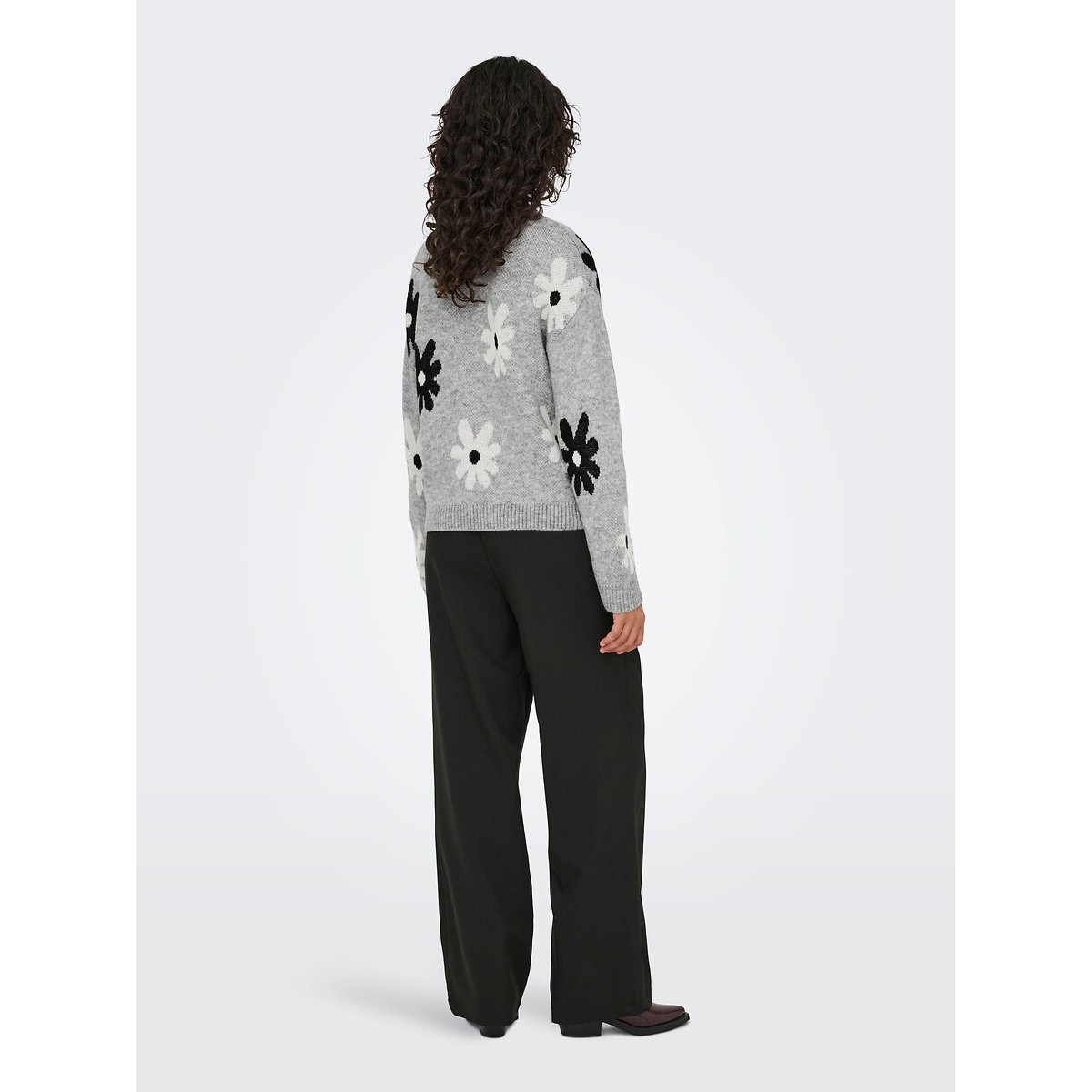 Pull a maniche lunghe con stampa floreale fantasia grigio, ONLY