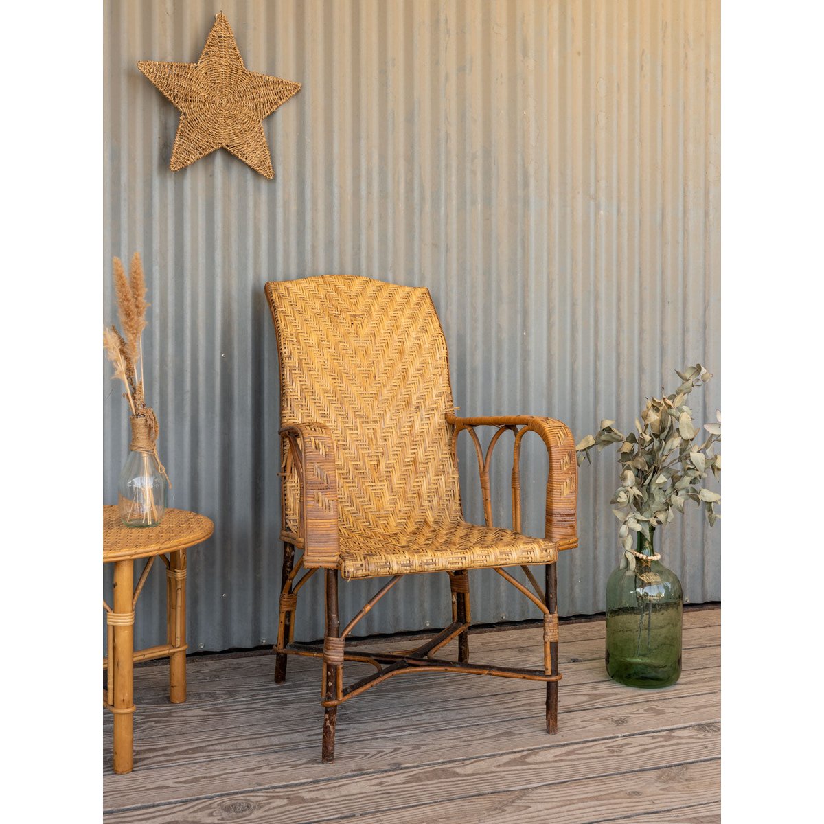 Fauteuil en osier Ernest N°1096 - Bon état bois clair, DEBONGOUT