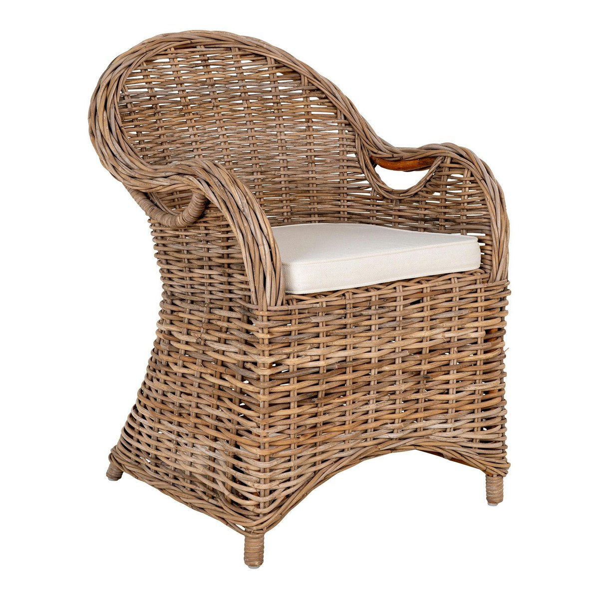 Fauteuil de jardin en rotin gris avec coussin d'assise MENDOZA gris, PIER IMPORT
