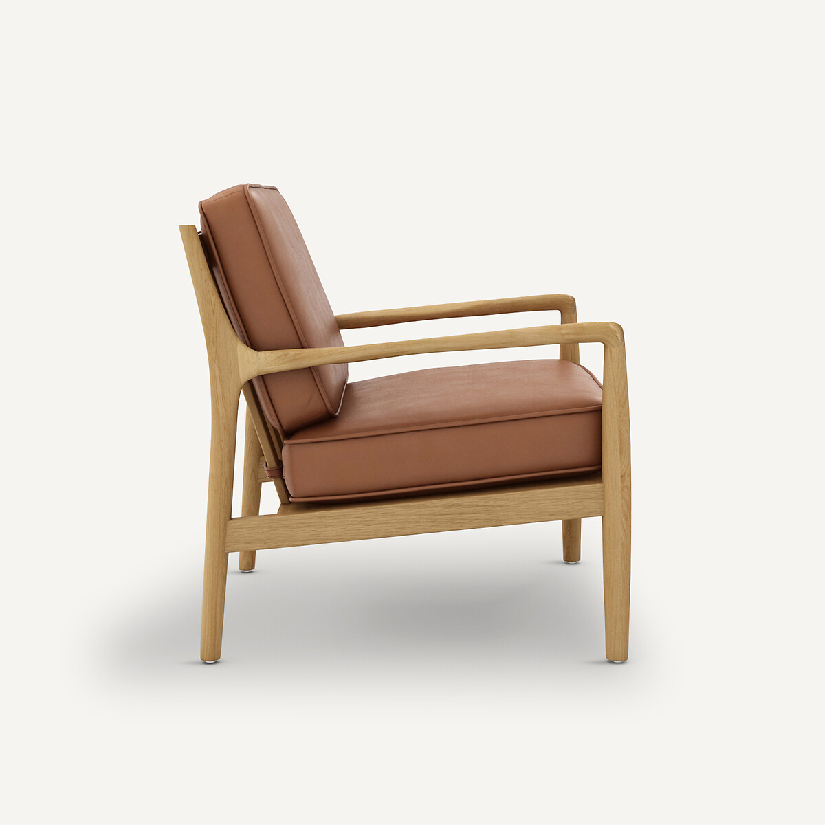 Fauteuil chêne, plaqué et cuir, Dilma marron, AM.PM