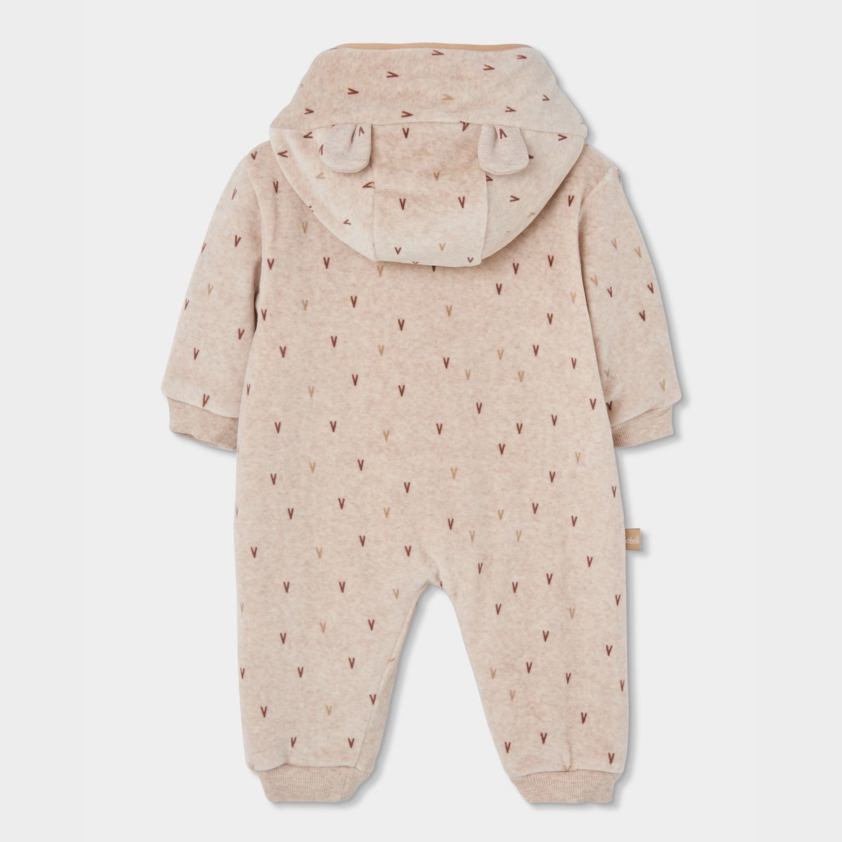 Barboteuse bébé imprimée à capuche marron, BOBOLI