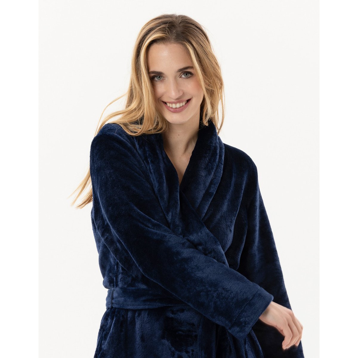 Peignoir en peluche flanelle ESSENTIEL H61B bleu, LE CHAT