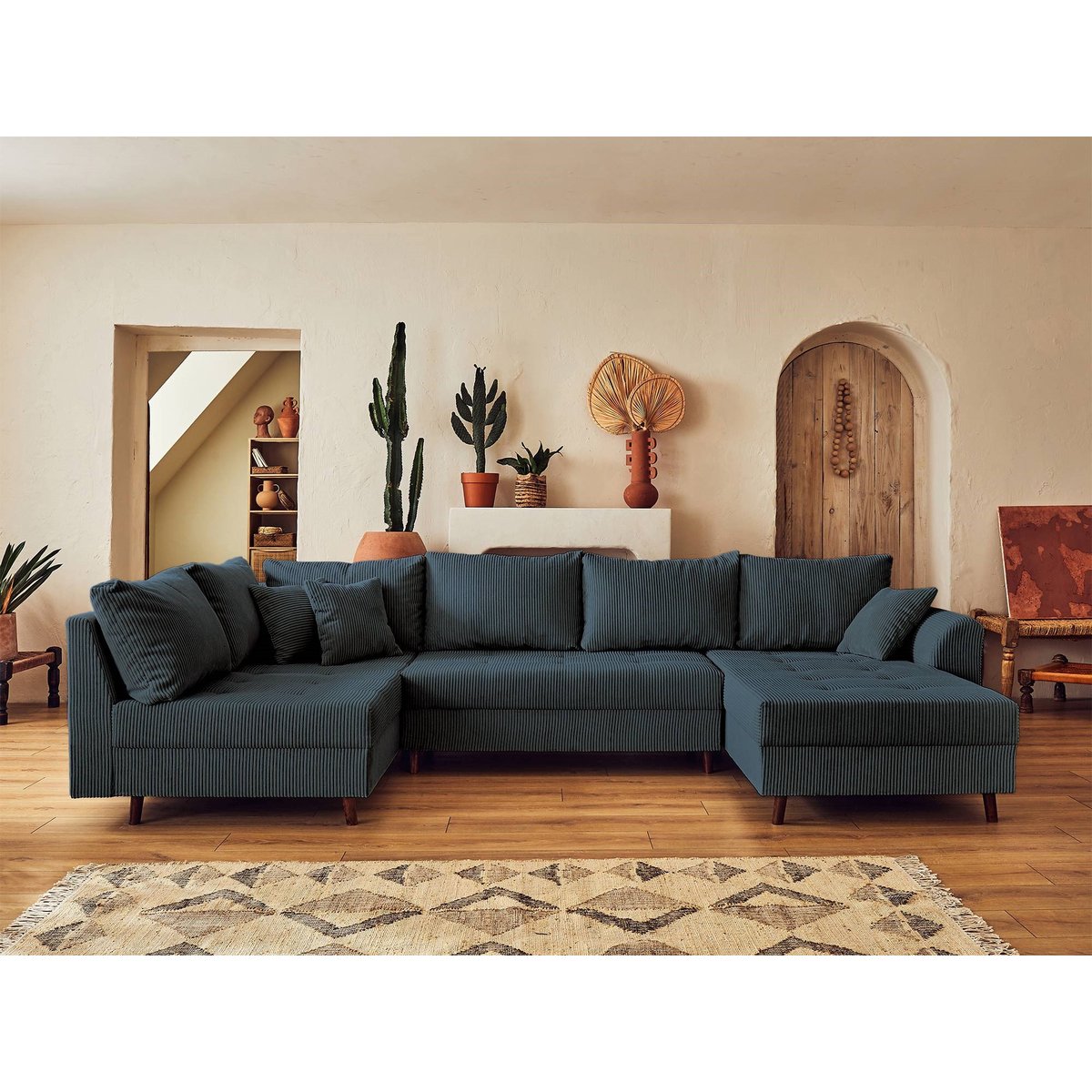 Canapé Panoramique  7 places - RUNE bleu nuit, BEST MOBILIER