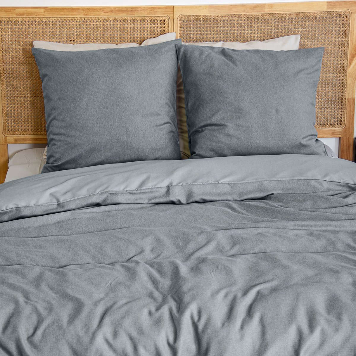 Parure de lit flanelle douce et confort gris foncé, HOME MAISON