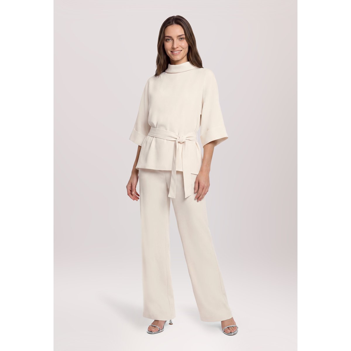 Blouse tunique à ceinture à nouer champagne sorbet, VERA MONT