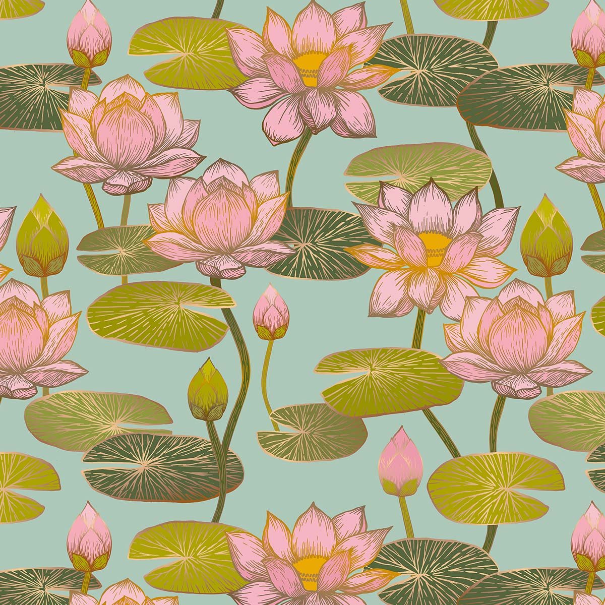 Papier peint fleurs de lotus intissé, HEXOA