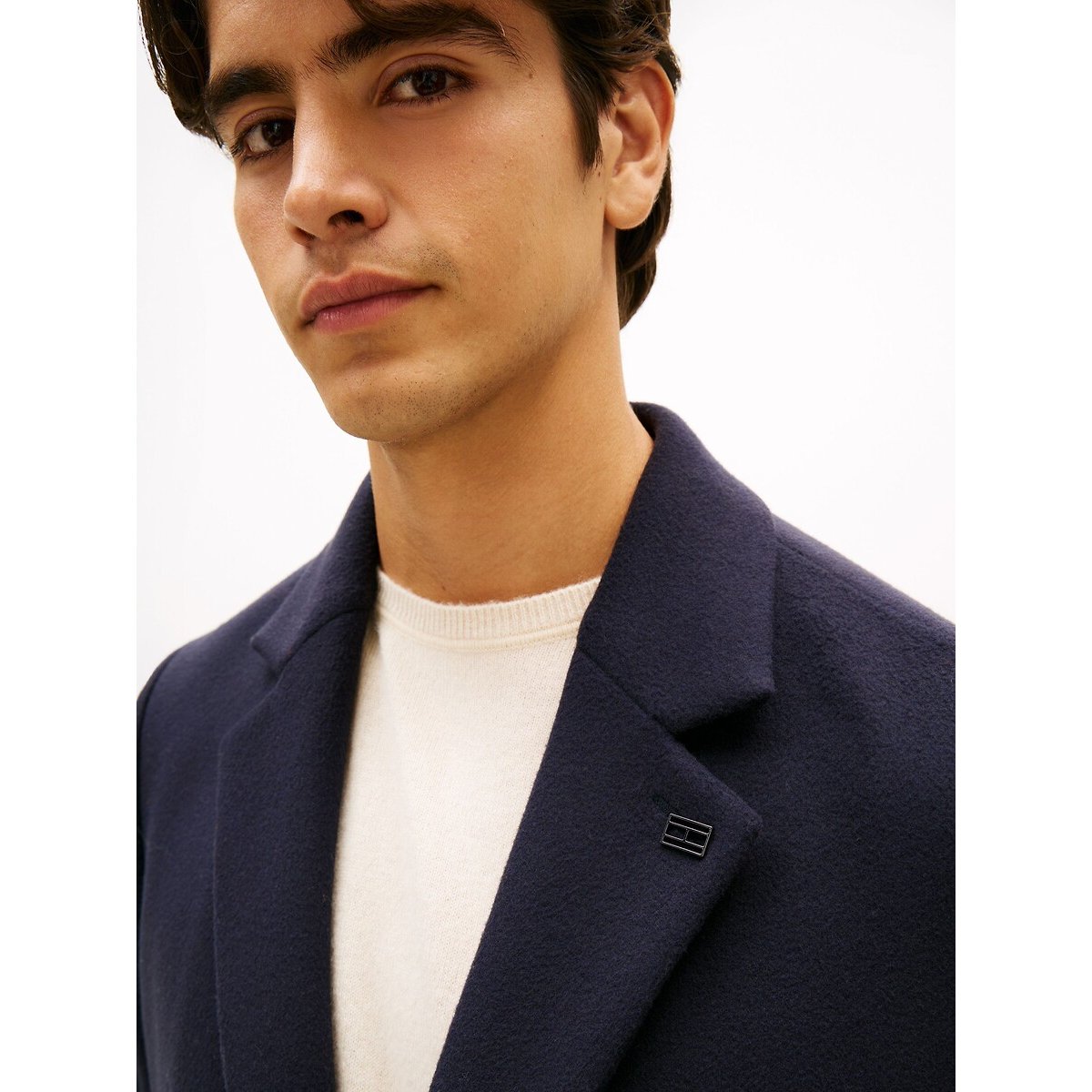 Caban in misto lana blu marino, TOMMY HILFIGER