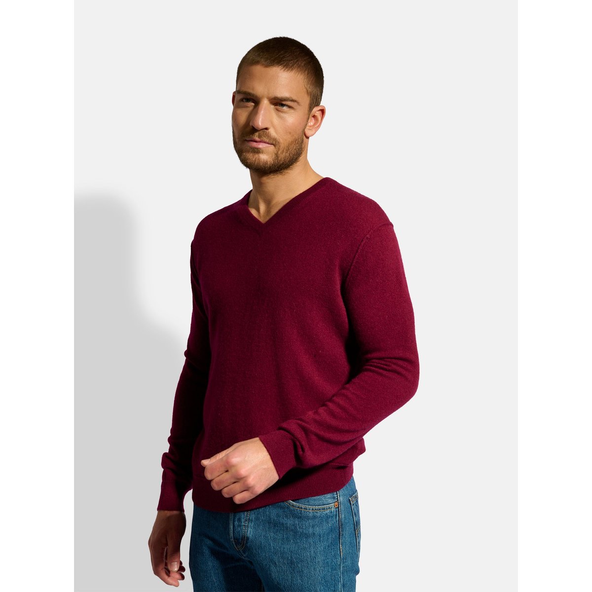 Pull Col V Bordeaux Tom bordeaux, JUST CASHMERE
