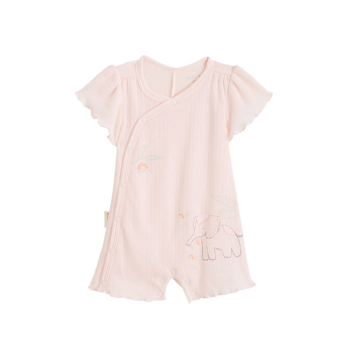 Barboteuse bébé en pointelle Badian rose, PETIT BEGUIN