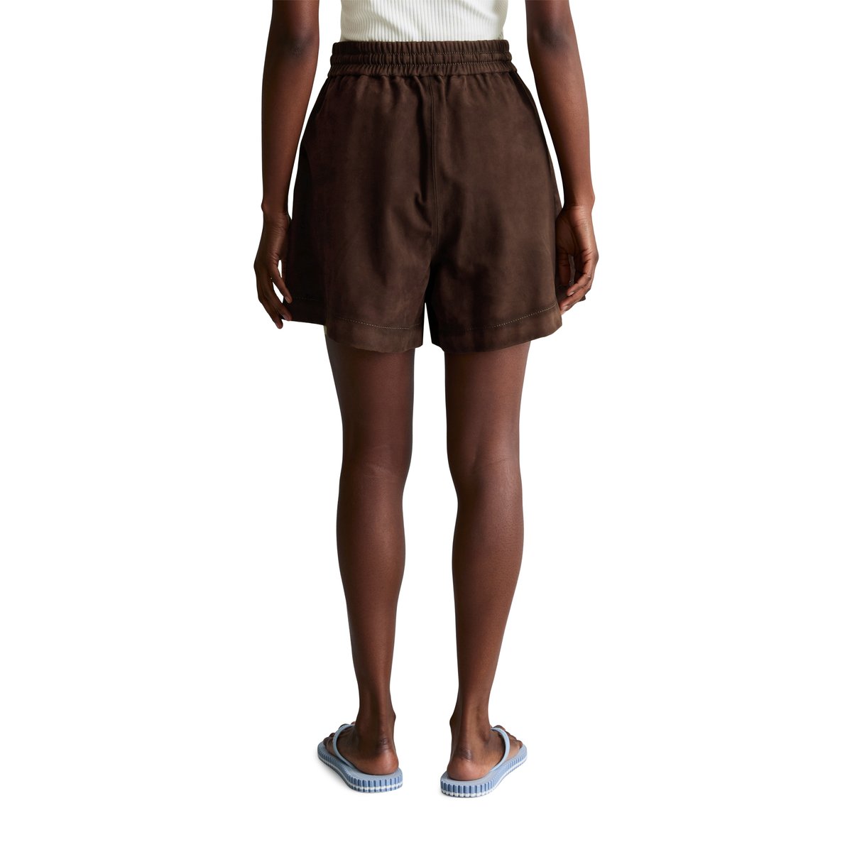 Short en cuir regular en cuir de chèvre velours doux rouge foncé, MARC O’POLO DENIM
