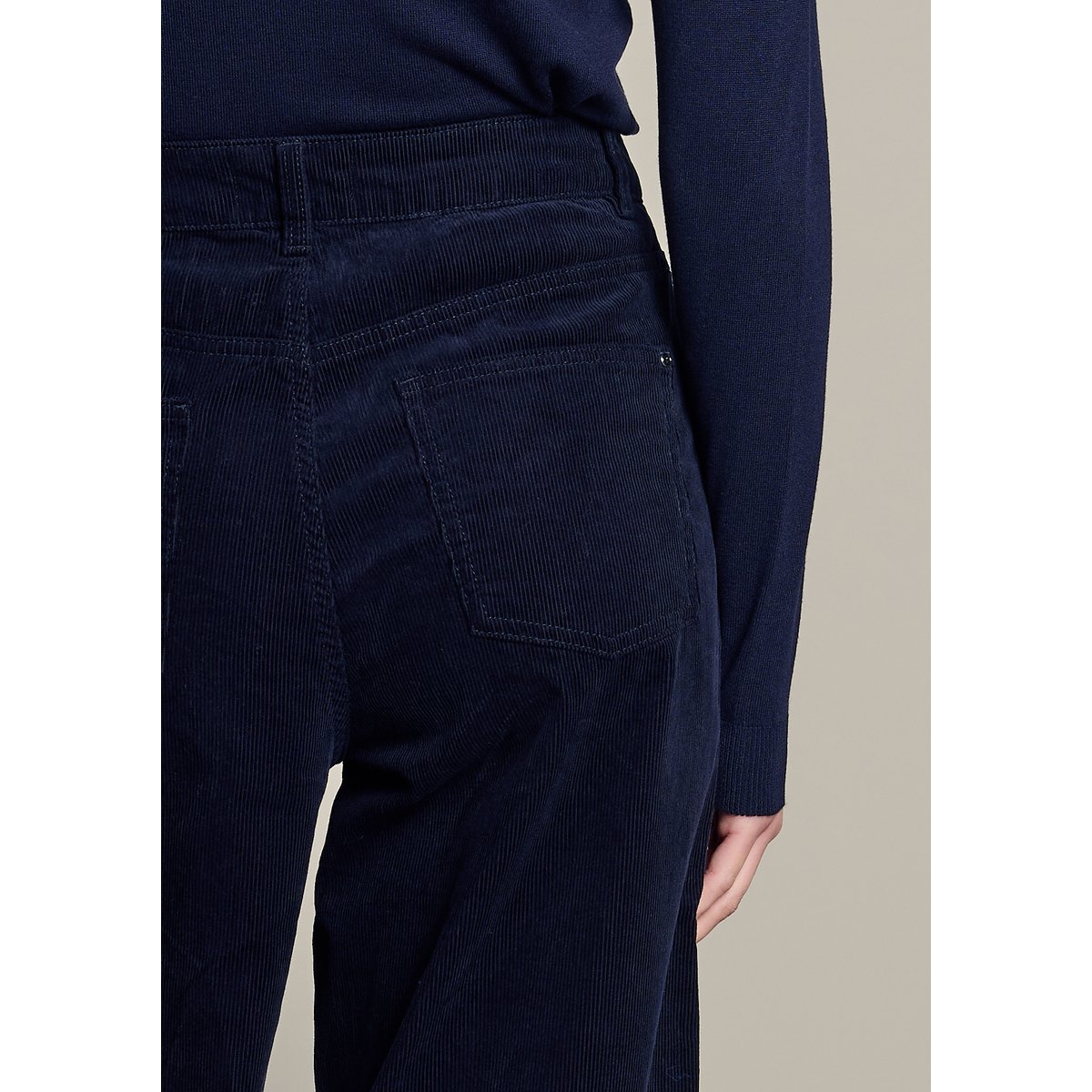 Pantalon large en velours côtelé bleu marine, LOLALIZA