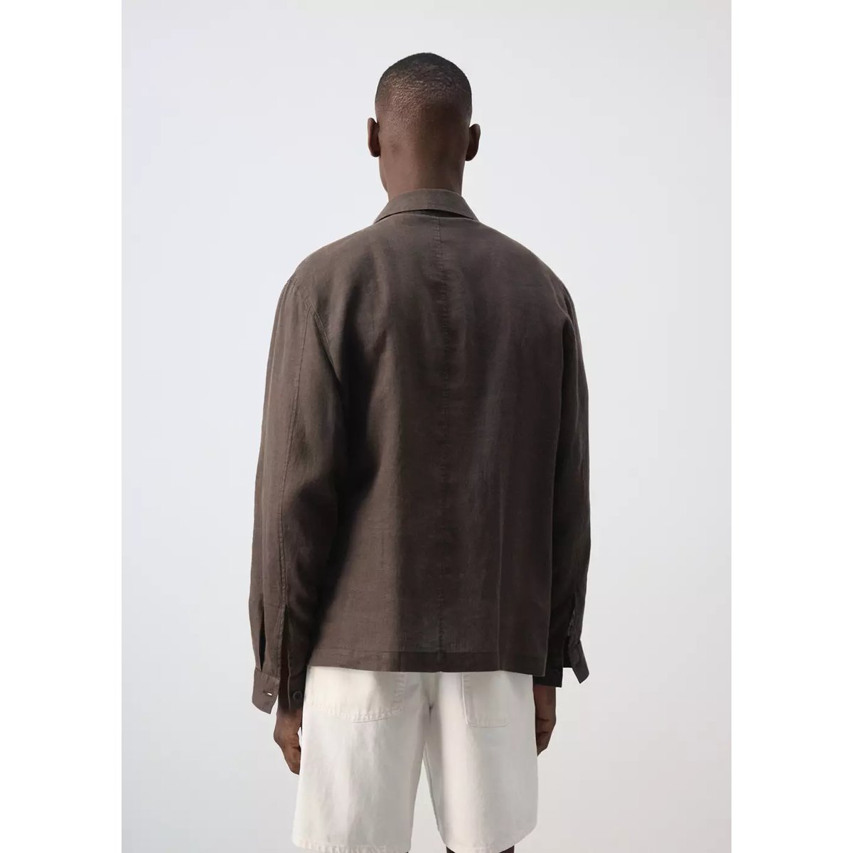 Chemise regular fit 100 % lin avec poches marron, MANGO MAN