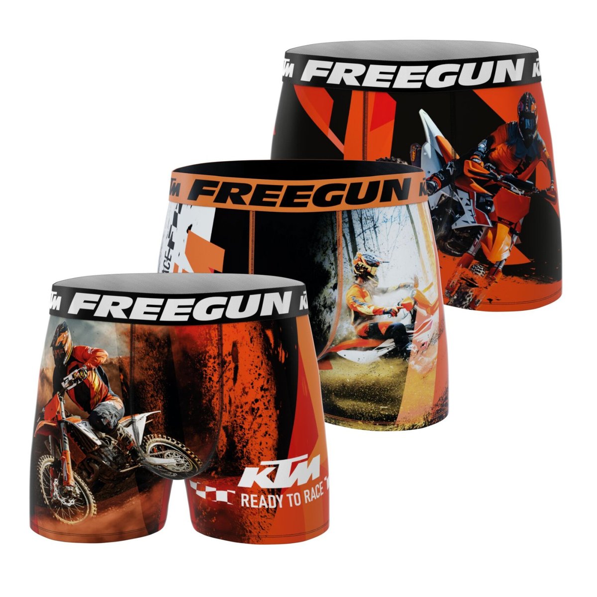 Lot De 3 Boxers Ktm orange/noir/blanc, FREEGUN
