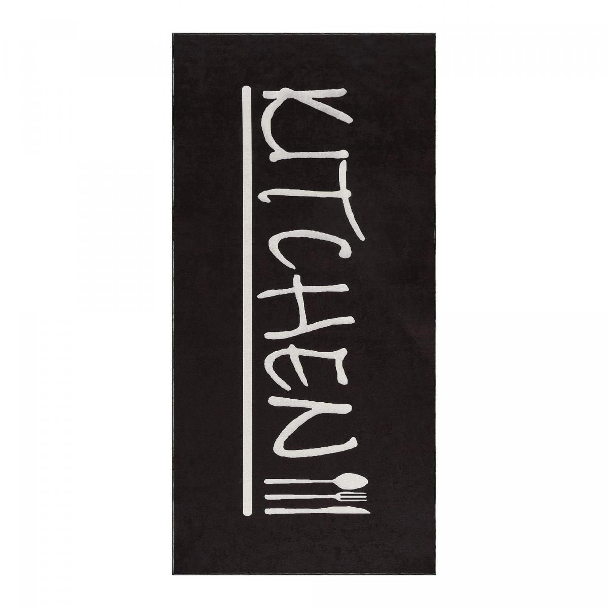Tapis de cuisine lavable 30° LYN11 IMP noir, blanc, UN AMOUR DE TAPIS