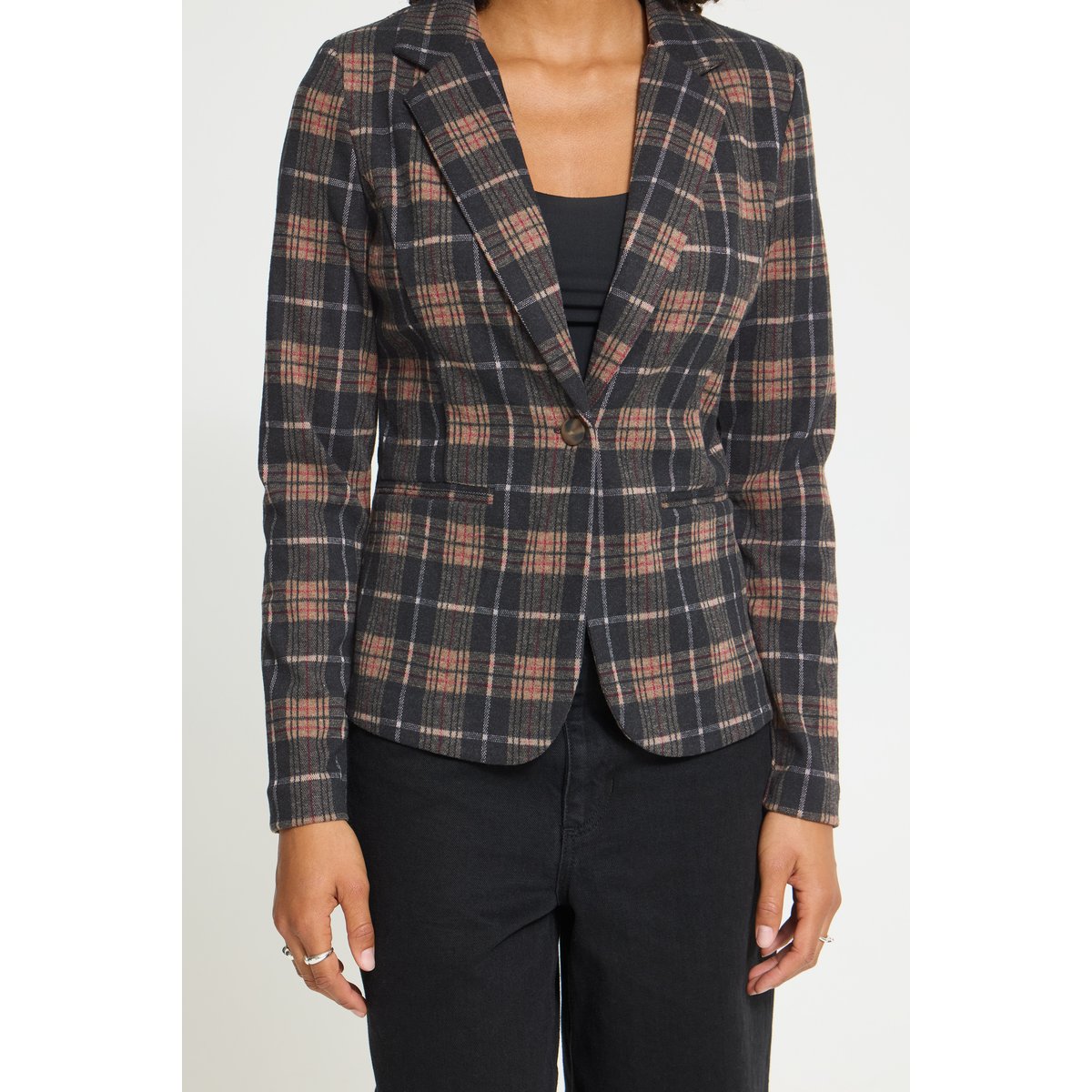 Blazer bleu marron dark blue/brown check, ICHI