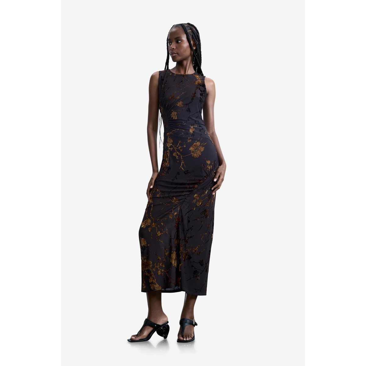 Robe sans manches en maille marron, DESIGUAL