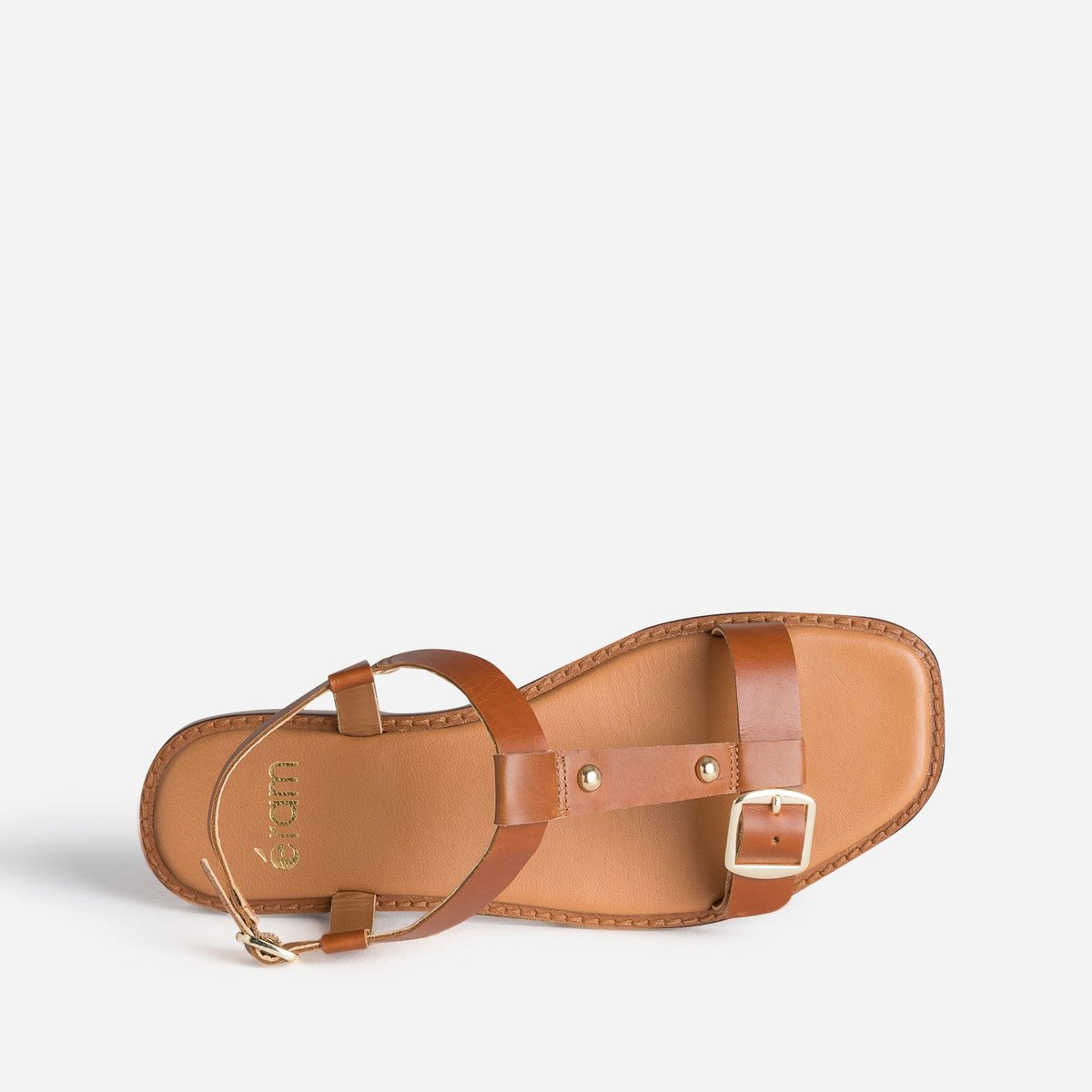 Sandale Plate en cuir NARBONA cognac, ERAM