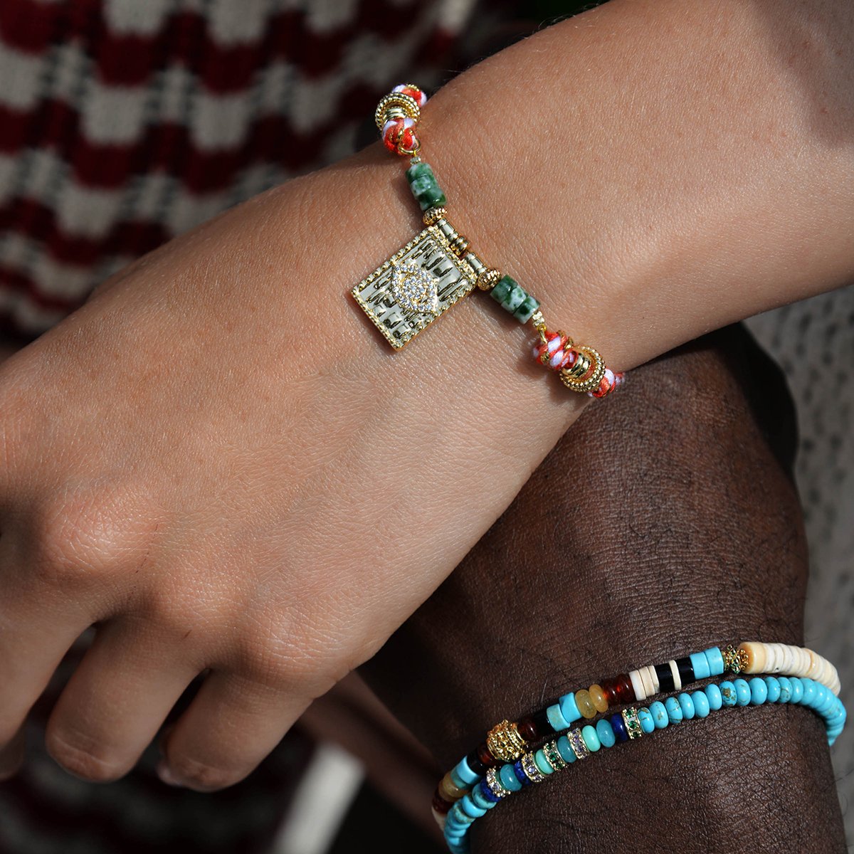 Bracelet de perles avec pendentif GAMARO vert, HIPANEMA
