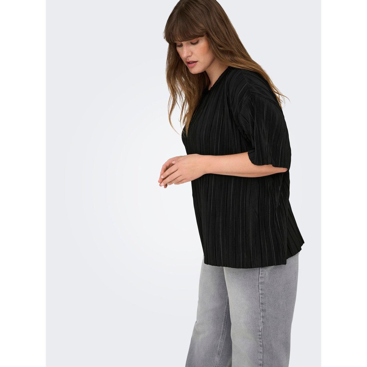 Top Plissé black 1, ONLY CARMAKOMA