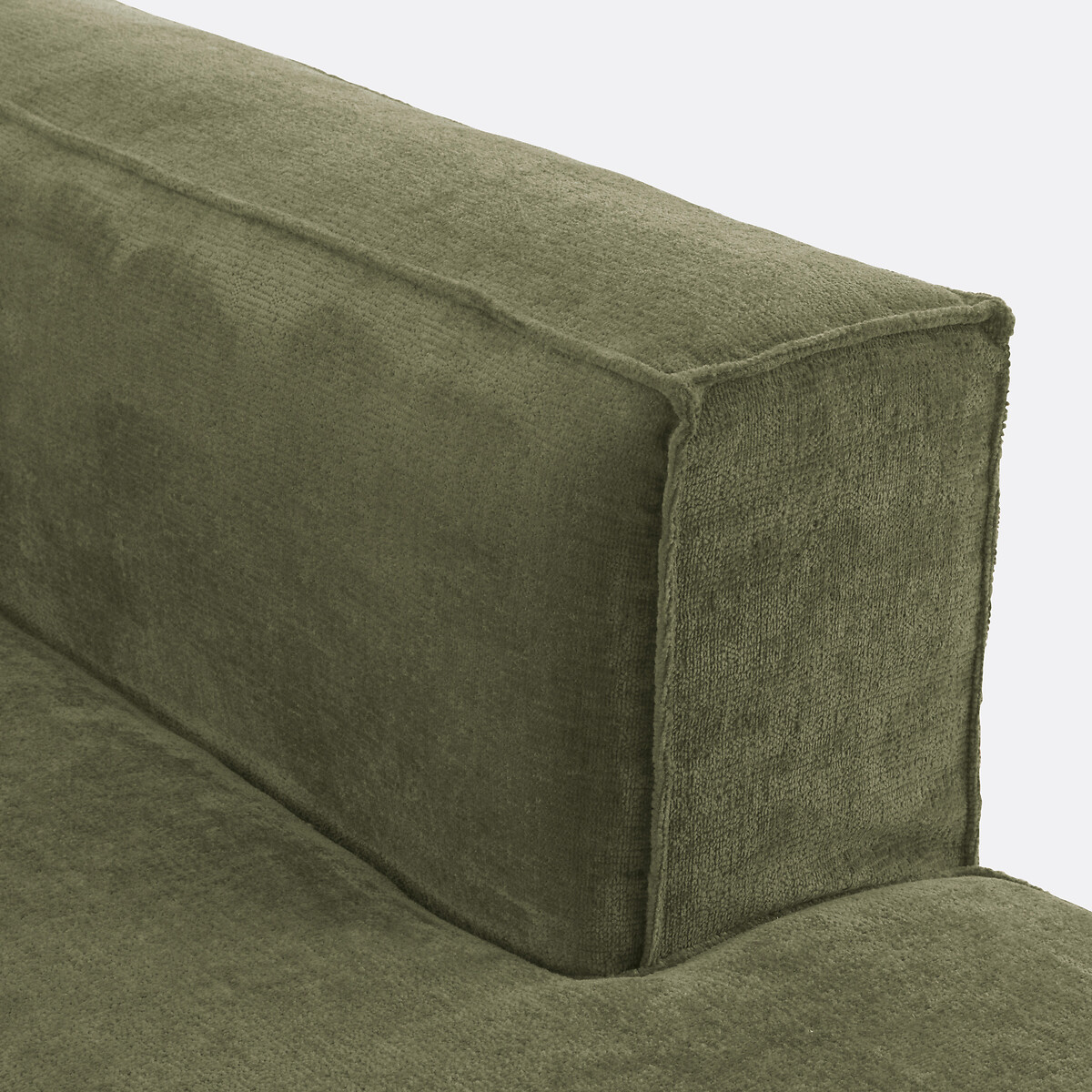 Canapé d'angle gauche ou droit, convertible, en velours texturé, Ginosa kaki, LA REDOUTE INTERIEURS