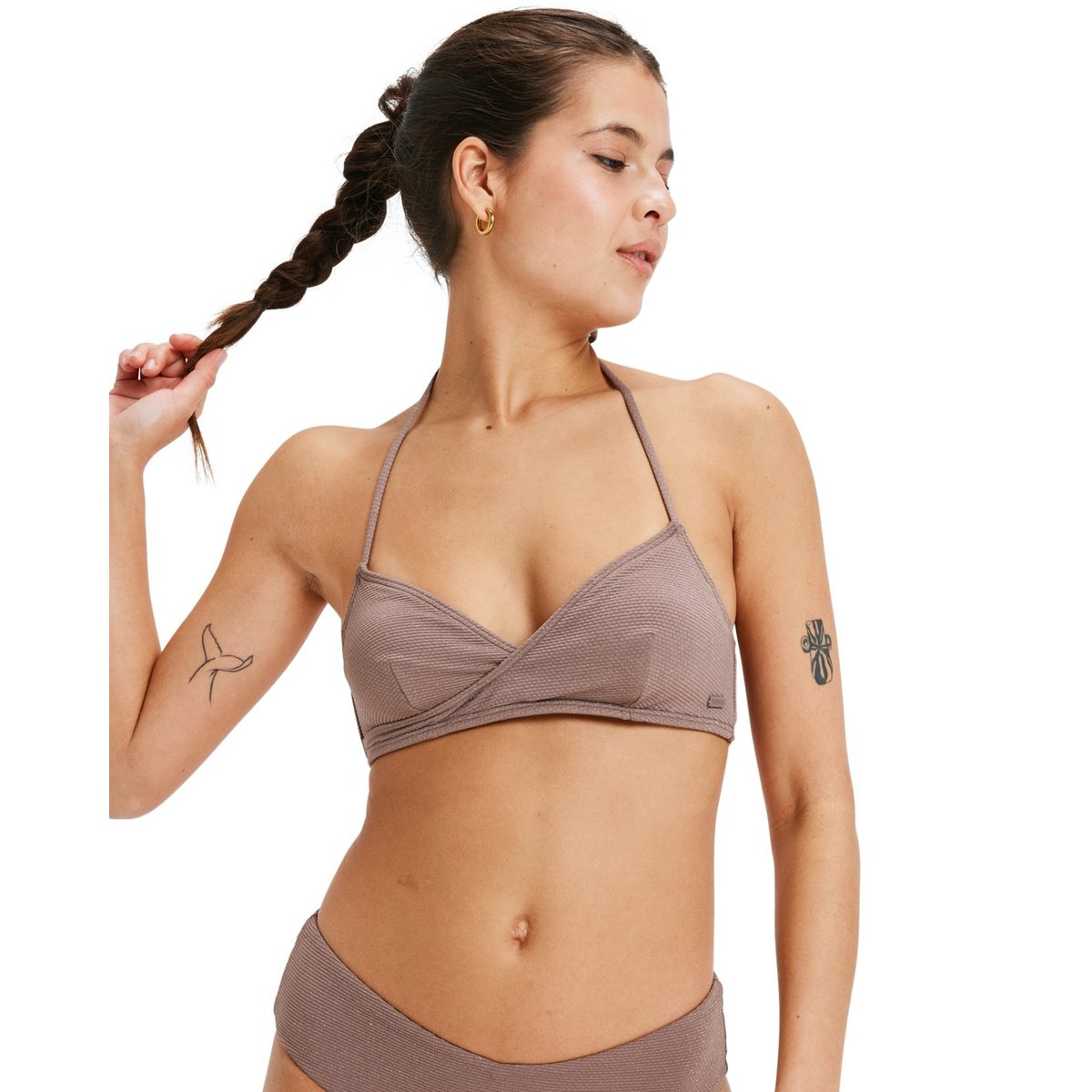 Haut de maillot de bain brassière LASCA. marron deep taupe, ROXY