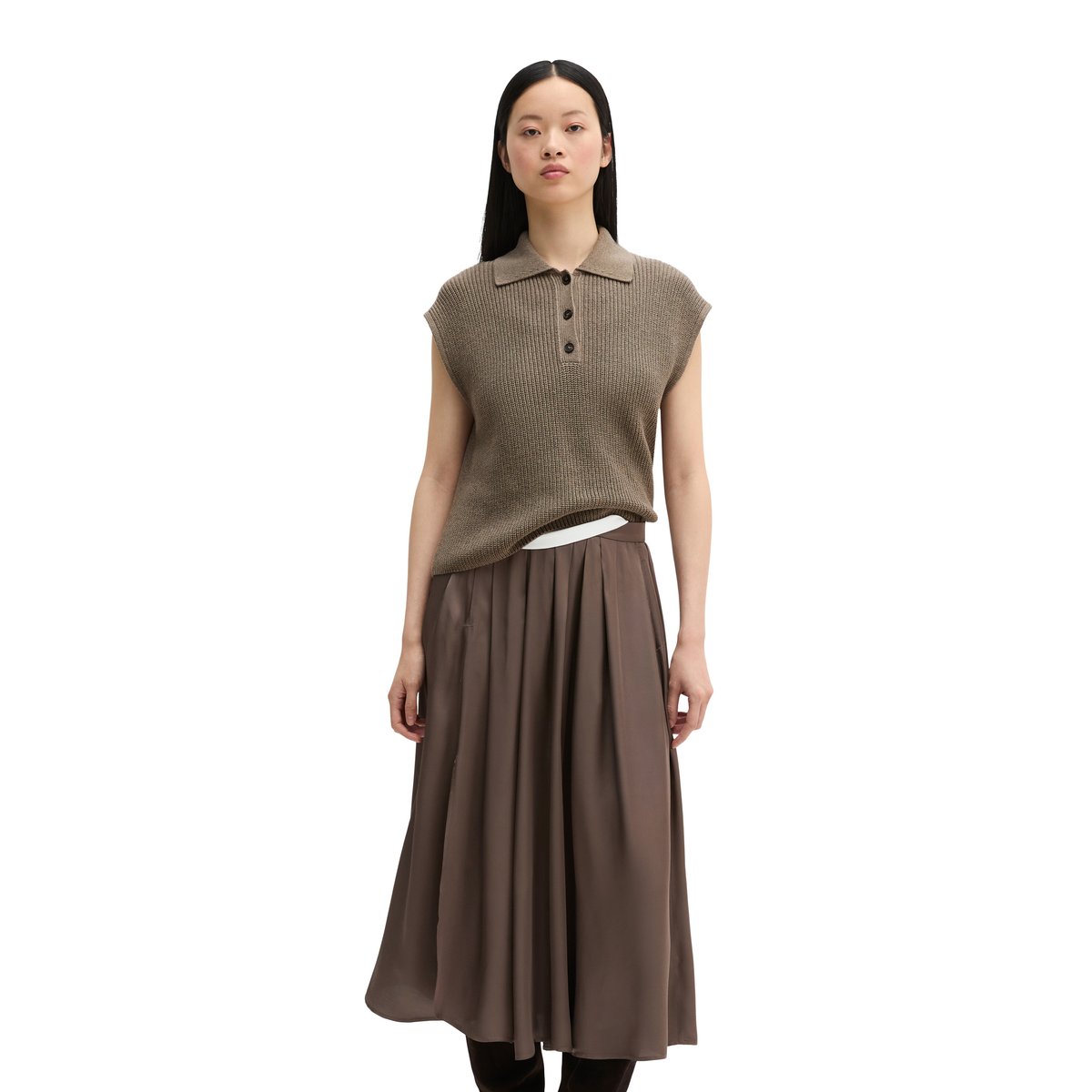 Polo en maille relaxed en qualité Organic Cotton beige, MARC O'POLO