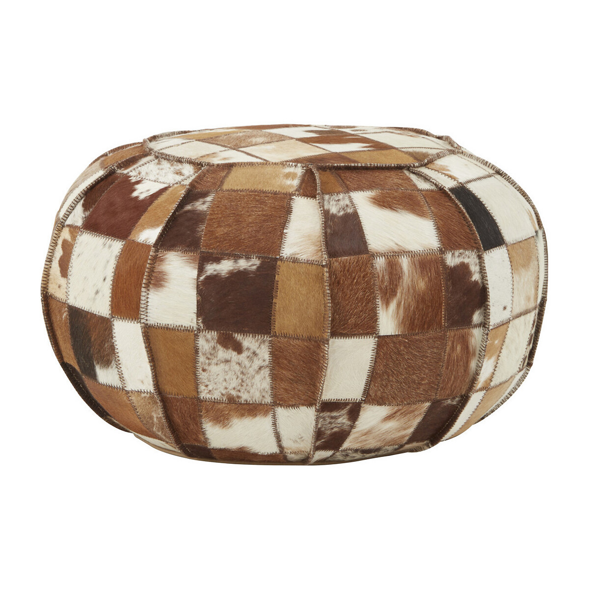 Buffalo Leather Pouffe - Multi-Coloured multi-coloured, FIFTY FIVE SOUTH