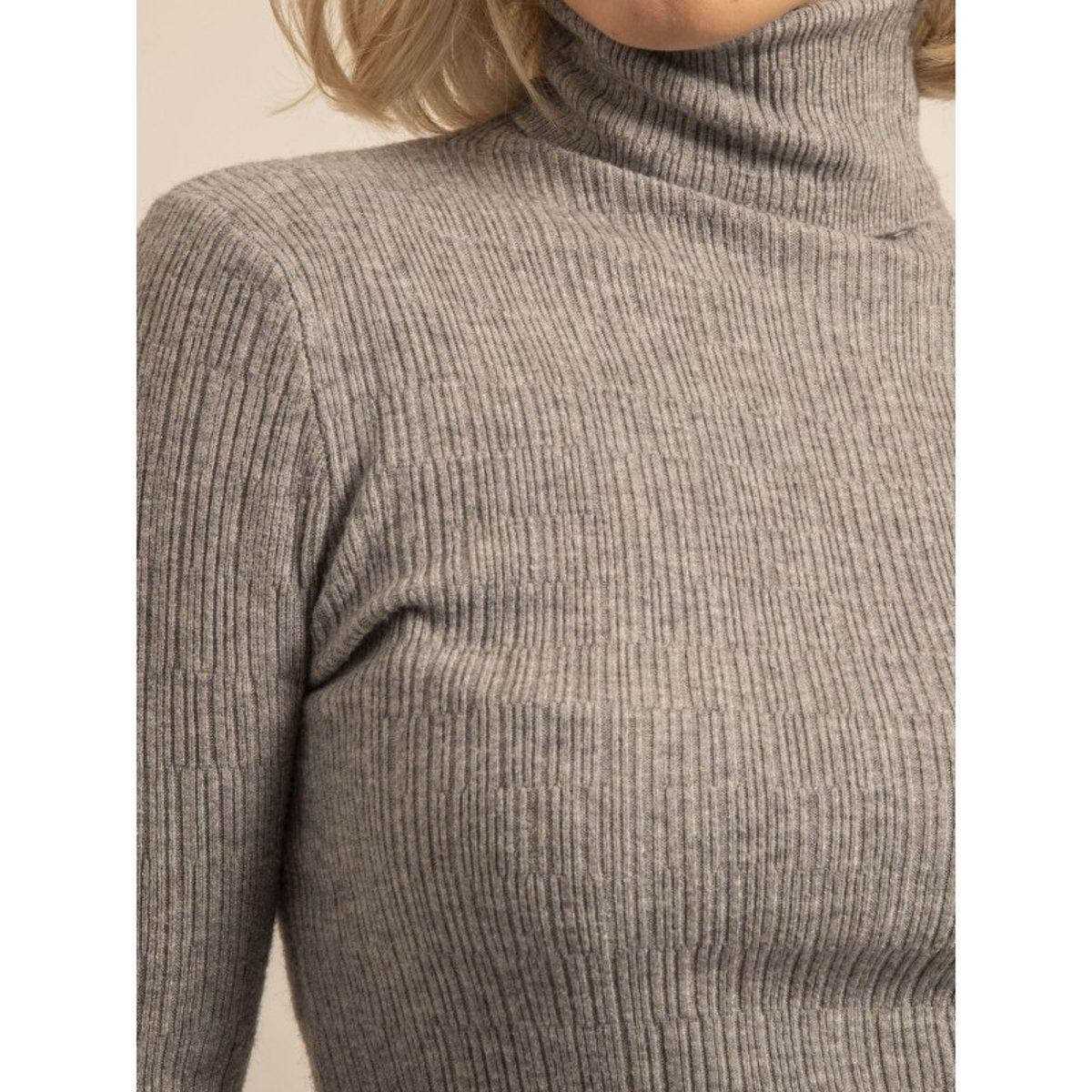 Pull Col Roulé Texturé Kilanie gris, DONA LISA