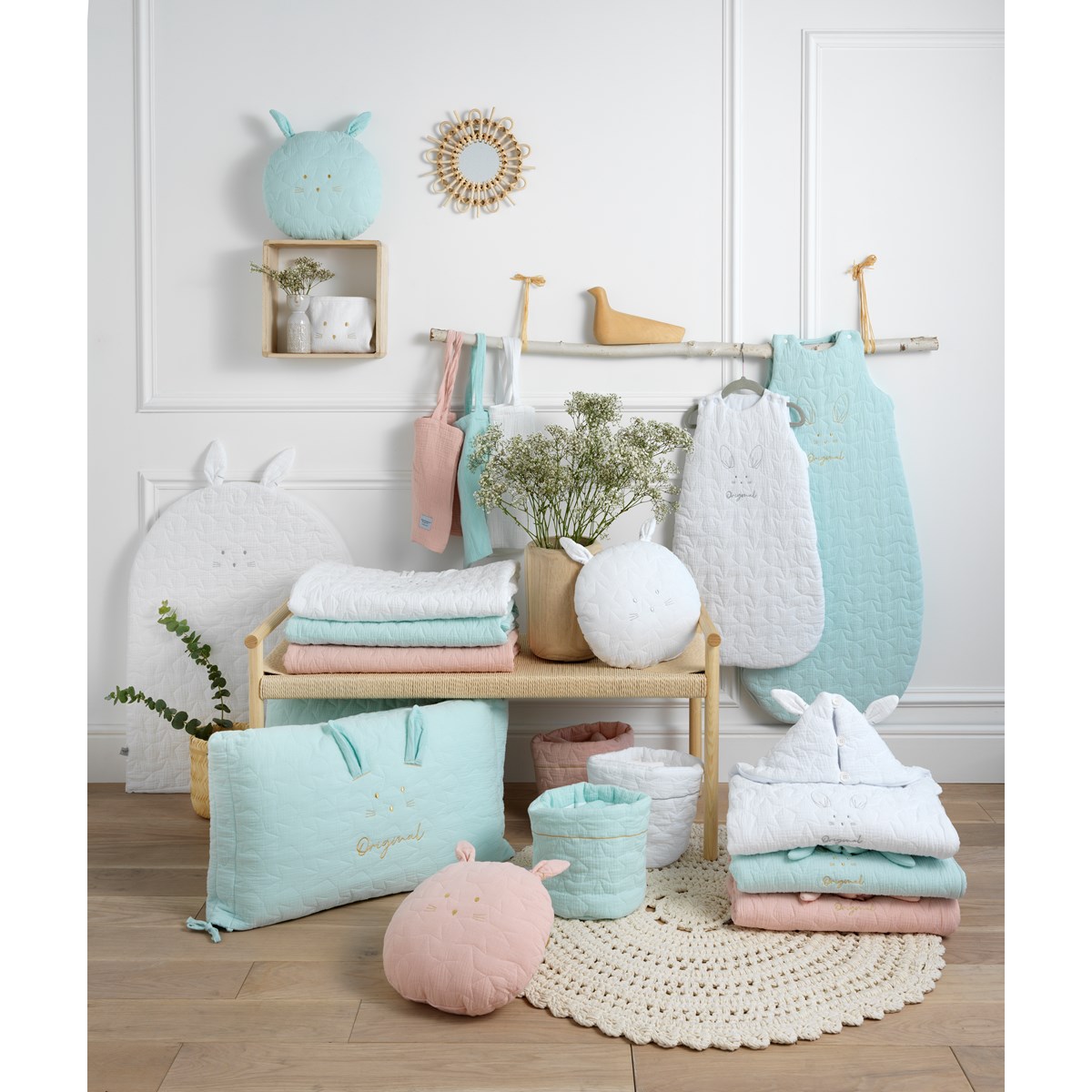 Tour de Lit en coton bleu ciel, SAUTHON ORIGINAL