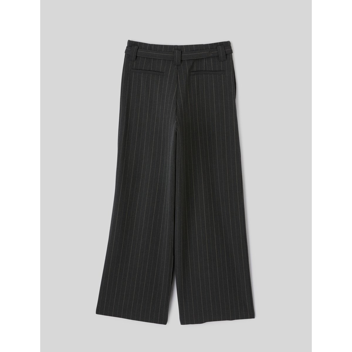 Pantalon en flanelle ceinturé à rayures gris anthracite, BZB