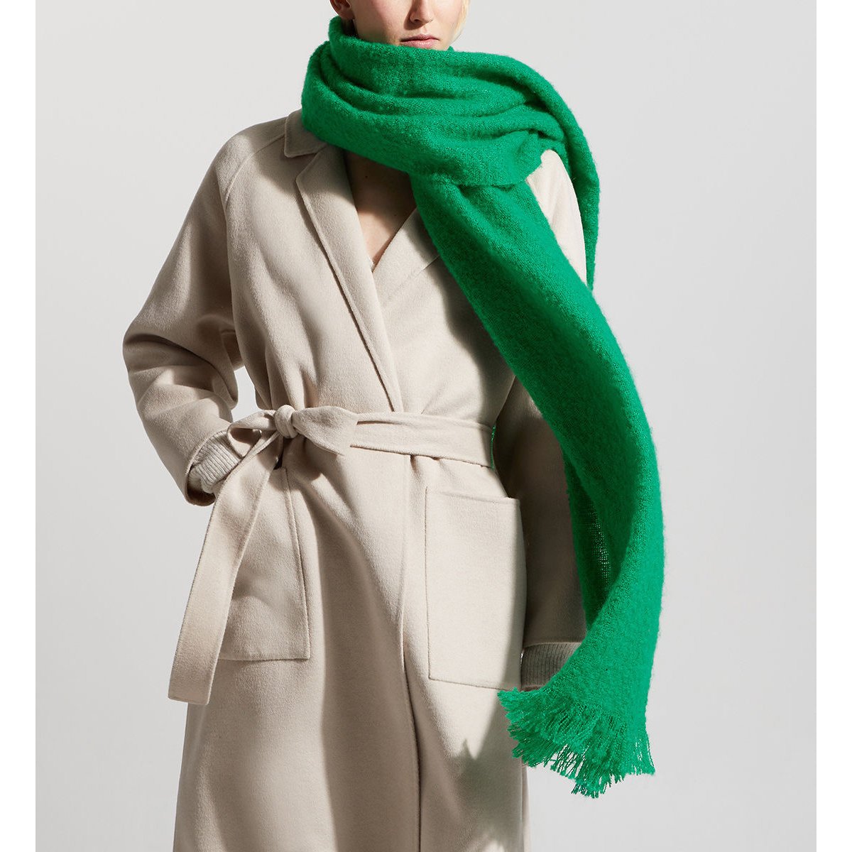 Echarpe large basile unie vert, GALERIES LAFAYETTE