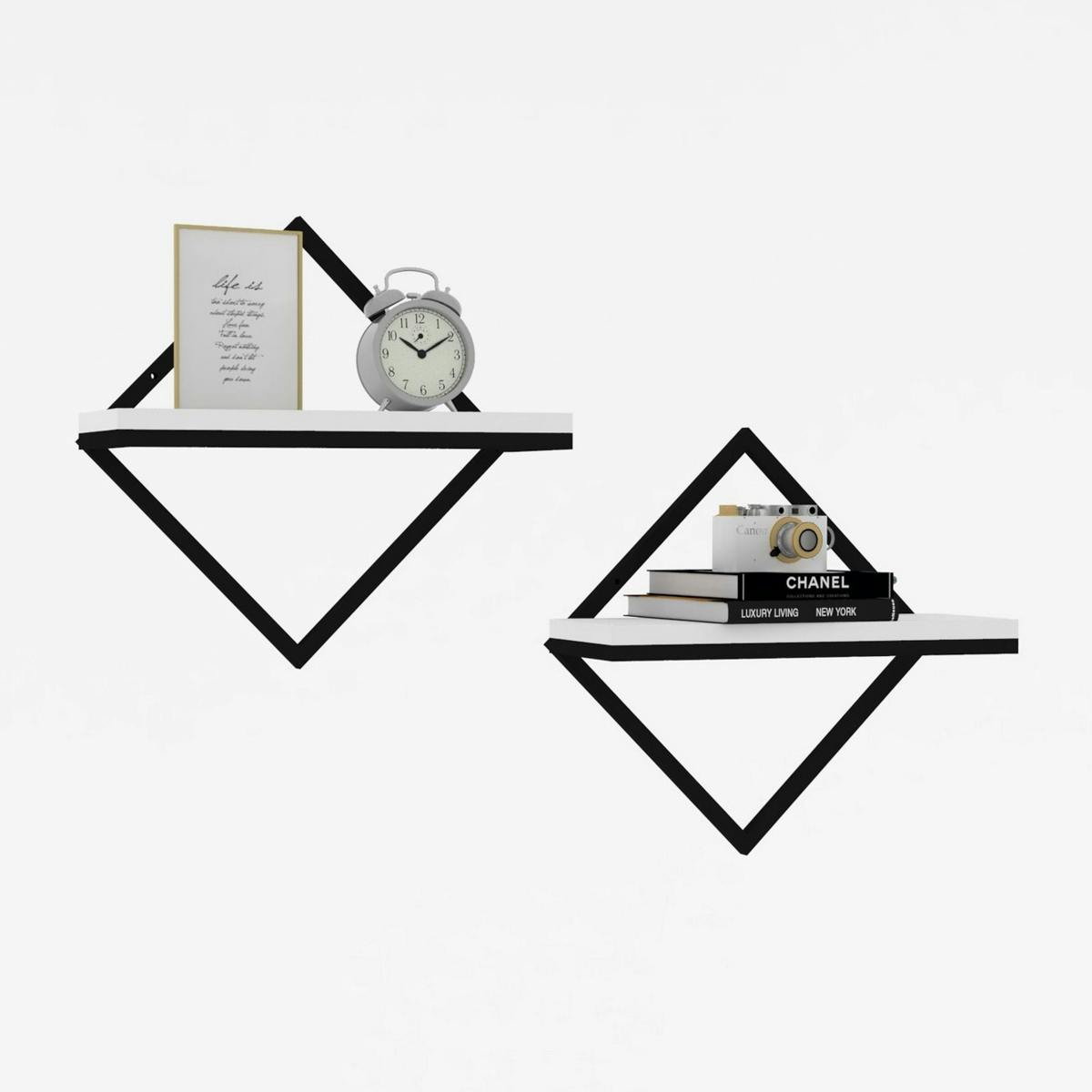 Etagère murale bois/métal 1 tablette (lot de 2) JENA blanc, PIER IMPORT