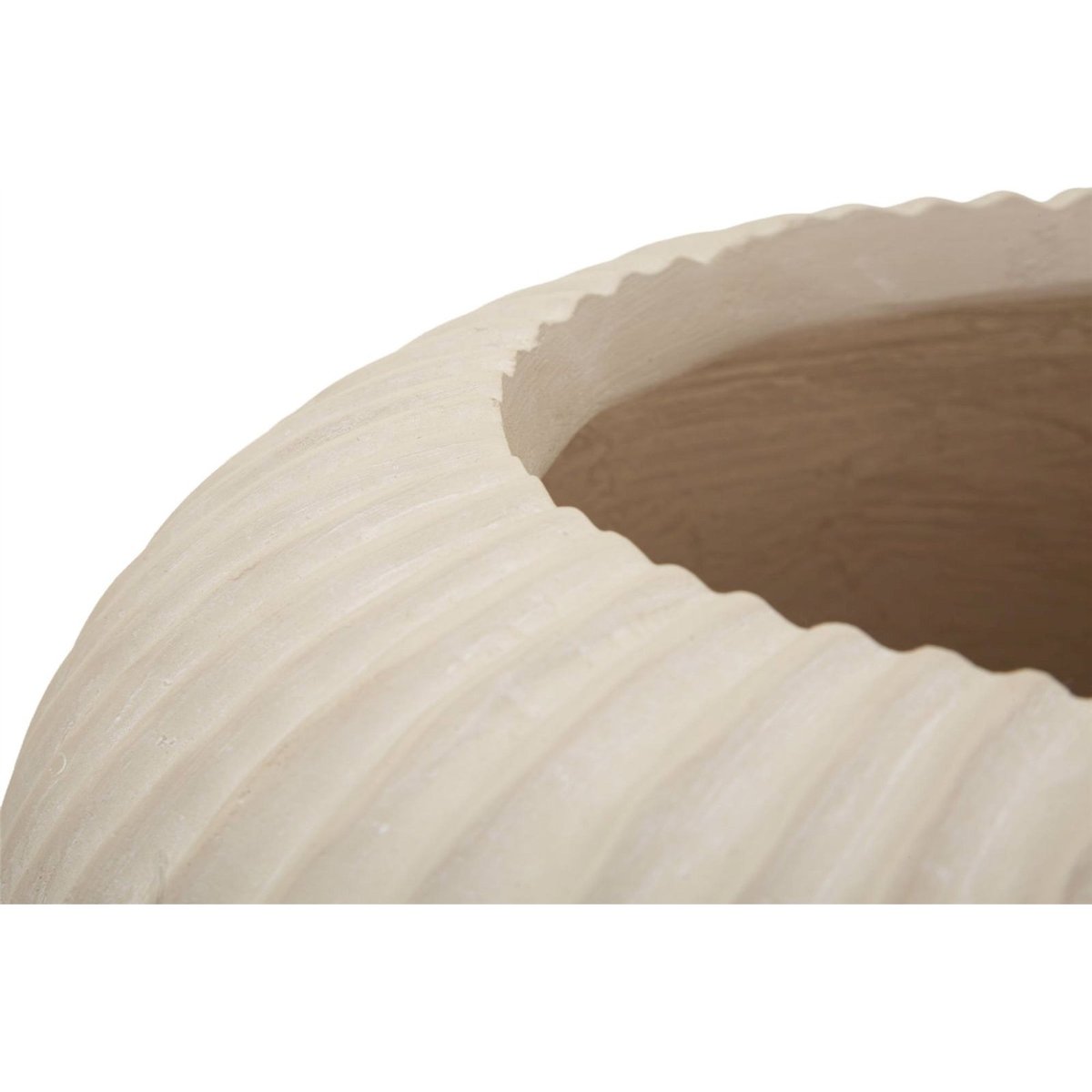 Vase bas nervuré à poser élégant MODERN crème, RECOLLECTION