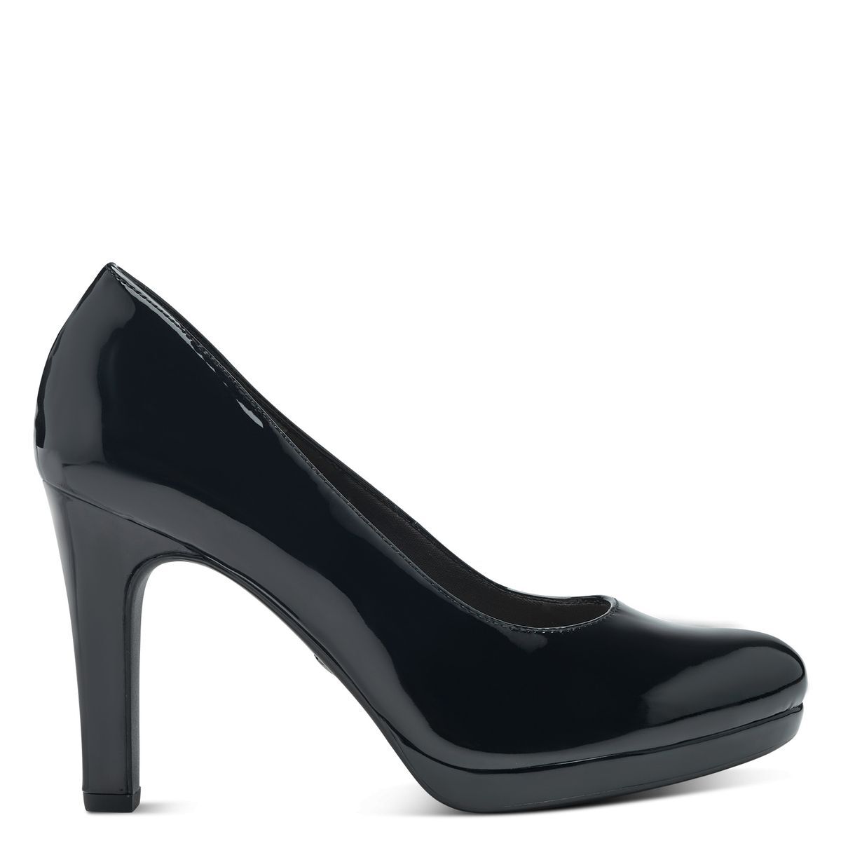 Escarpin talon bloc noir laque, TAMARIS