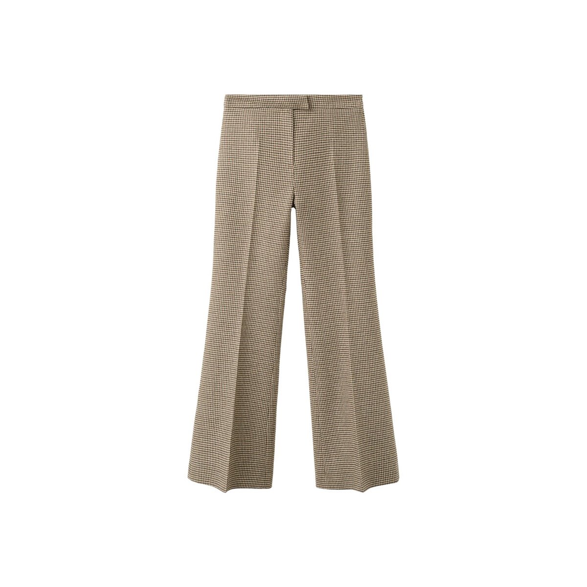 Pantalon en laine mélangée pied-de-poule marron moyen, MANGO