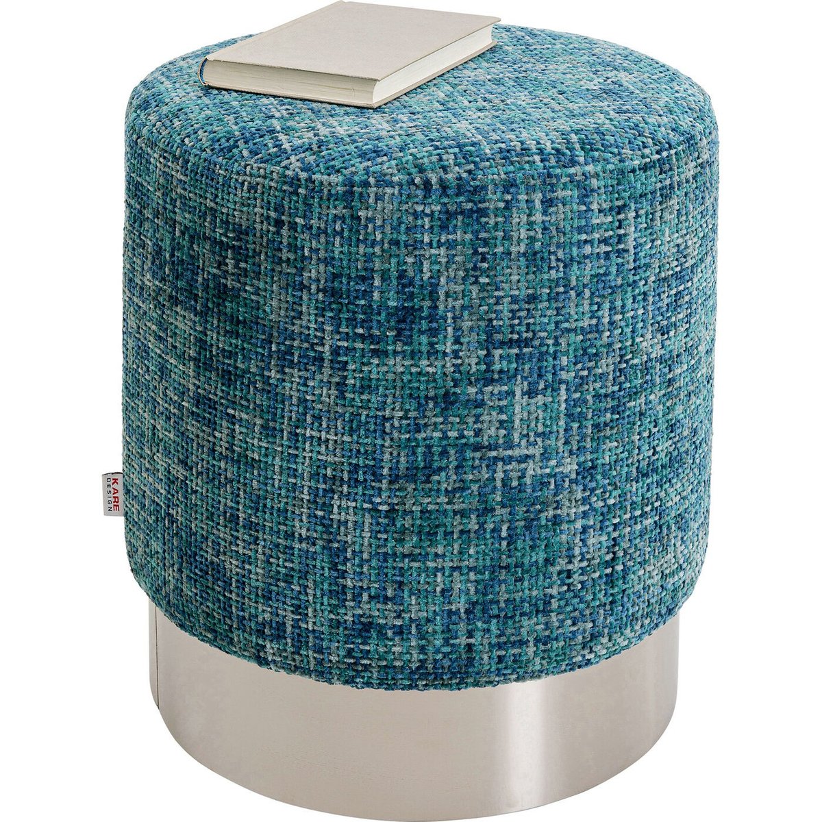 Tabouret en polyester tressé et acier, BERRY HIGH bleu, KARE DESIGN
