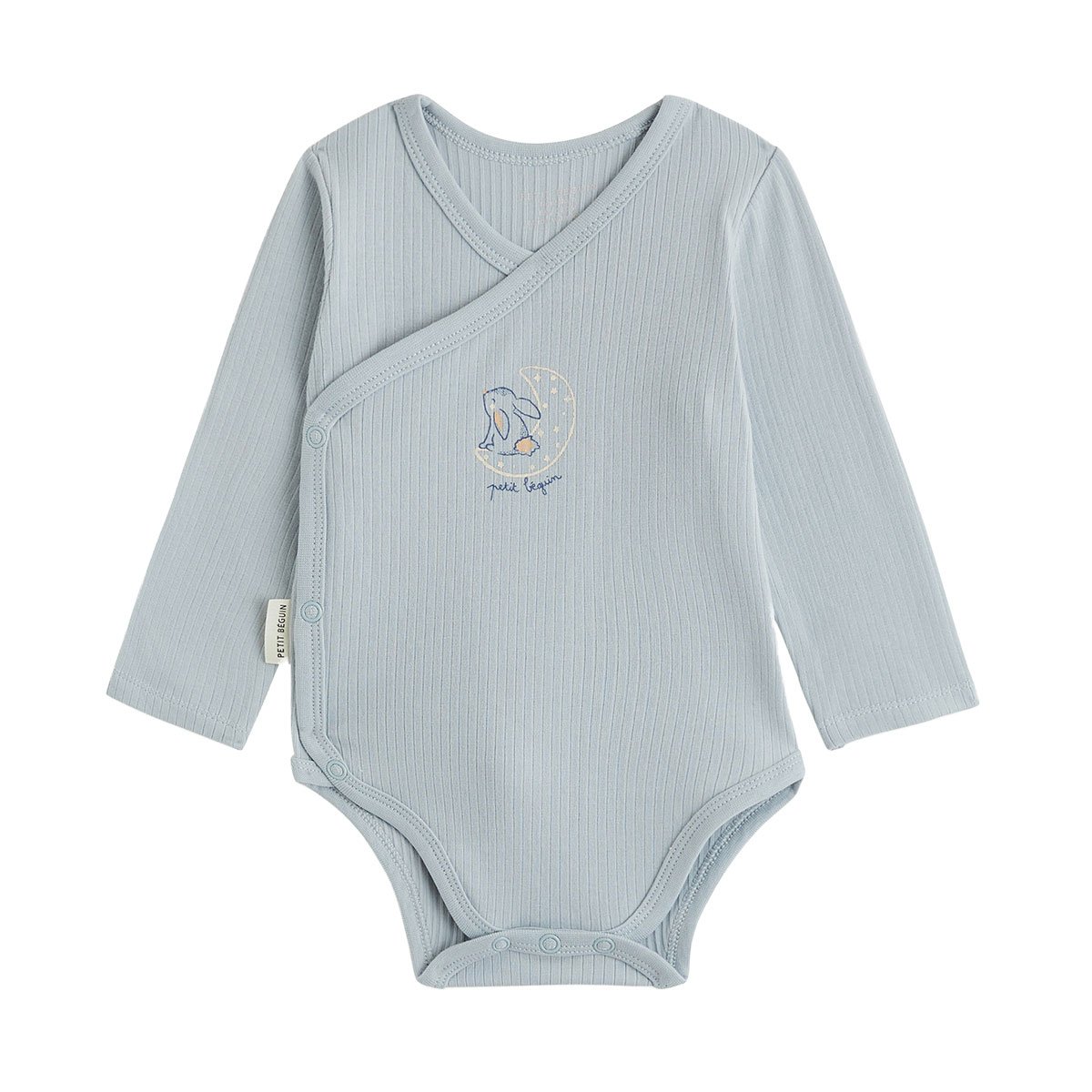 Lot de 2 bodies bébé manches longues ouverture croisée Voix Lactée bleu, PETIT BEGUIN