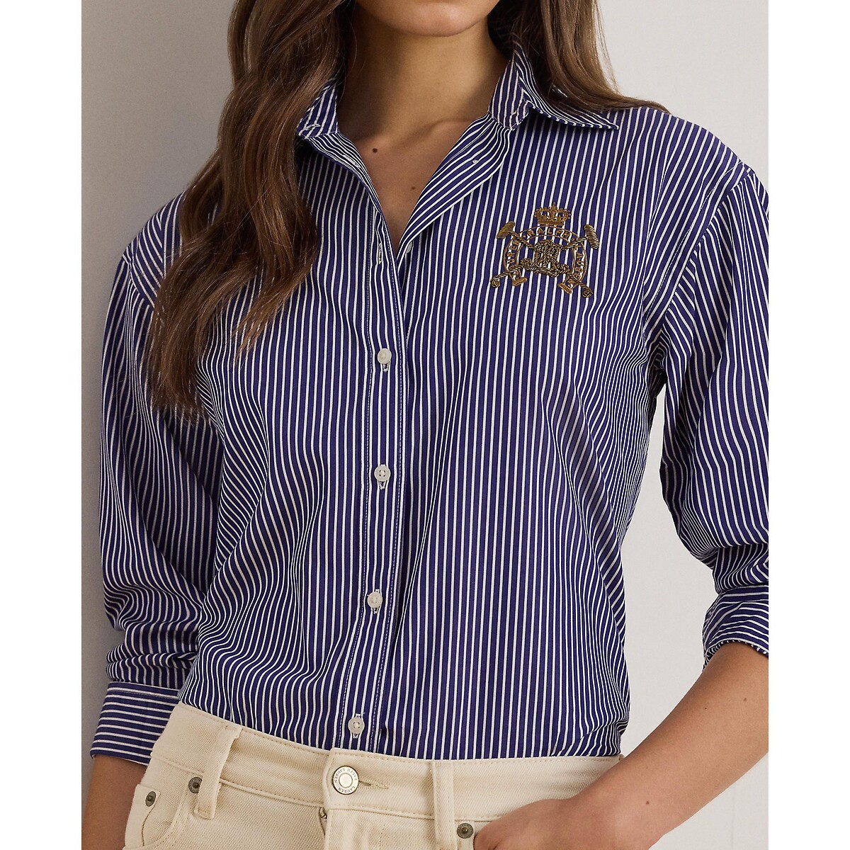 Chemise rayée à manches longues avec logo brodé, KOTTA rayé bleu/blanc, LAUREN RALPH LAUREN