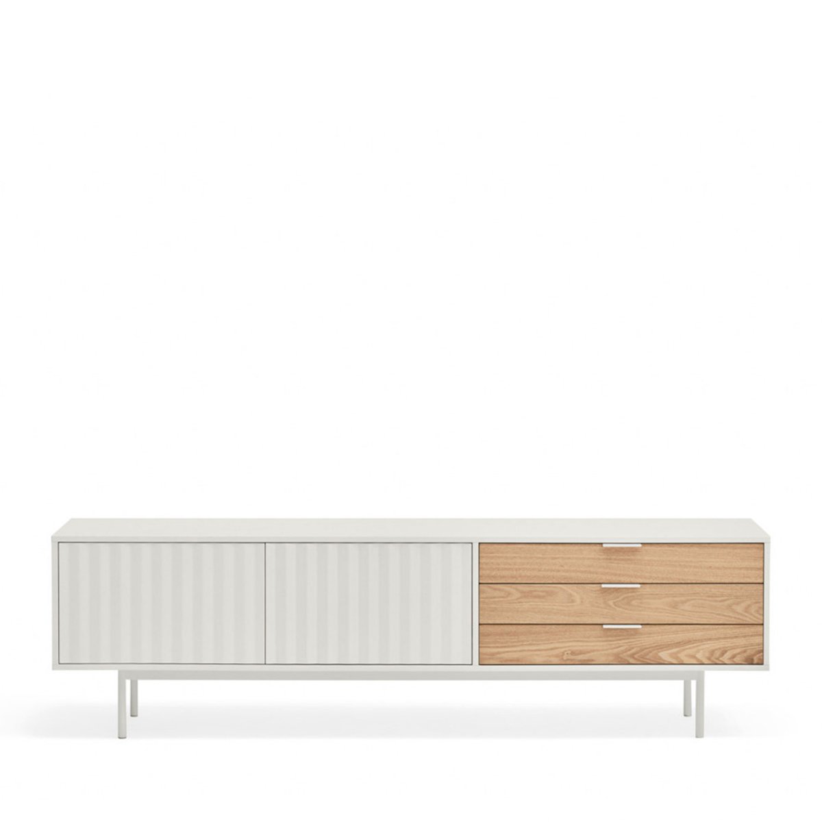 Meuble TV 2 portes, 3 tiroirs en bois L180cm- SIERRA blanc, TEULAT