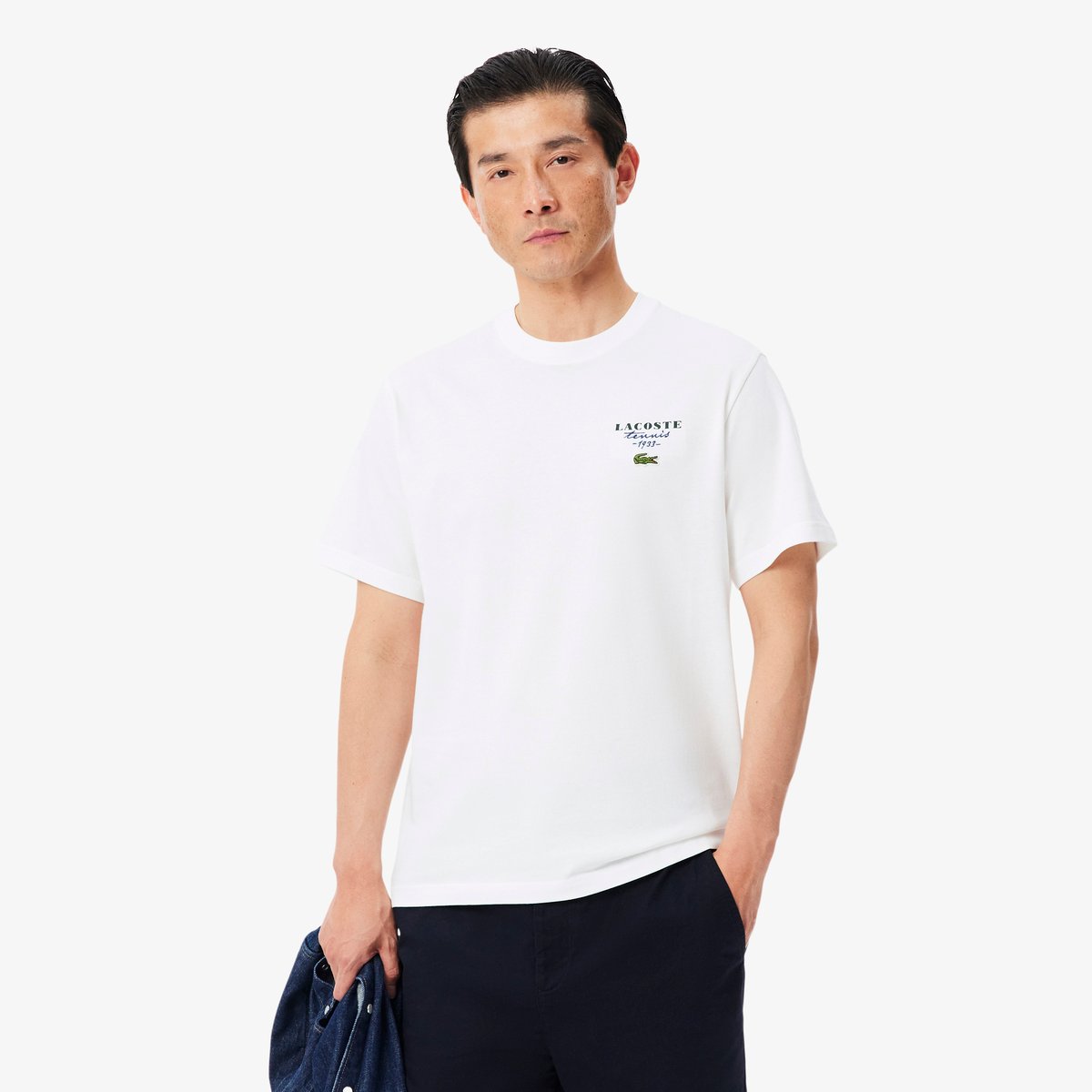 T-shirt jersey imprimé tennis broderie blanc-001, LACOSTE