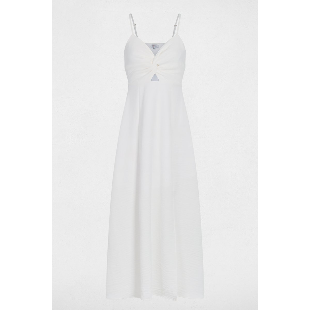 Robe longue col v blanc, MORGAN
