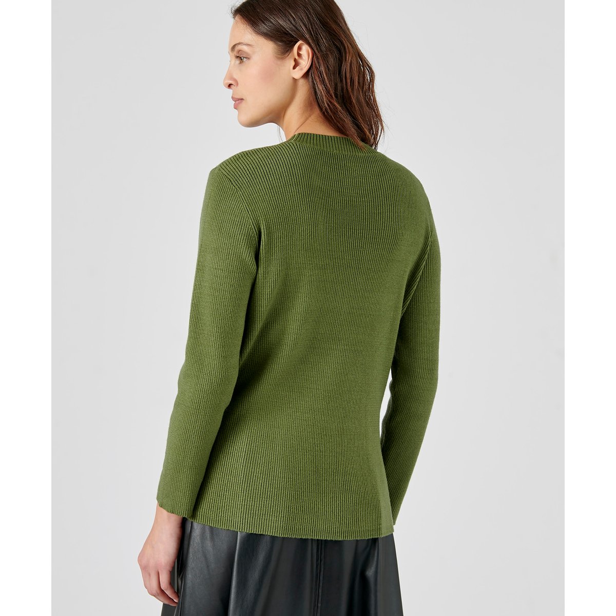 Pull jeu de côtes fantaisie vert kaki, DAMART