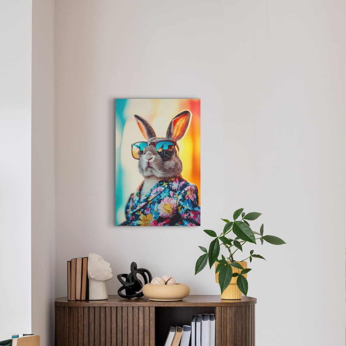Tableau Mural Lapin Stylé ANIMAUX HUMANISÉS tableau en verre synthétique, CEANOTHE