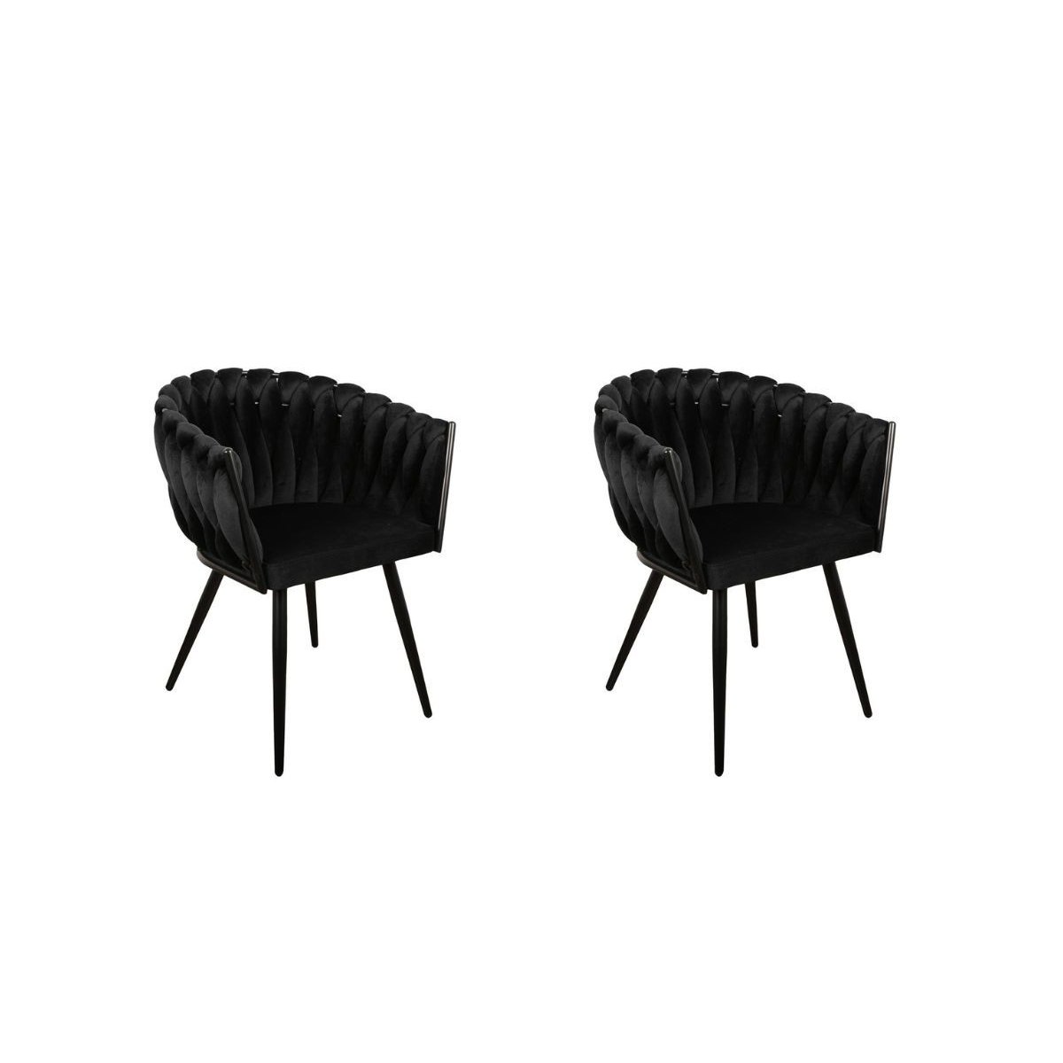 Lot de 2 fauteuils velours, CHARLOTTE noir, BOBOCHIC